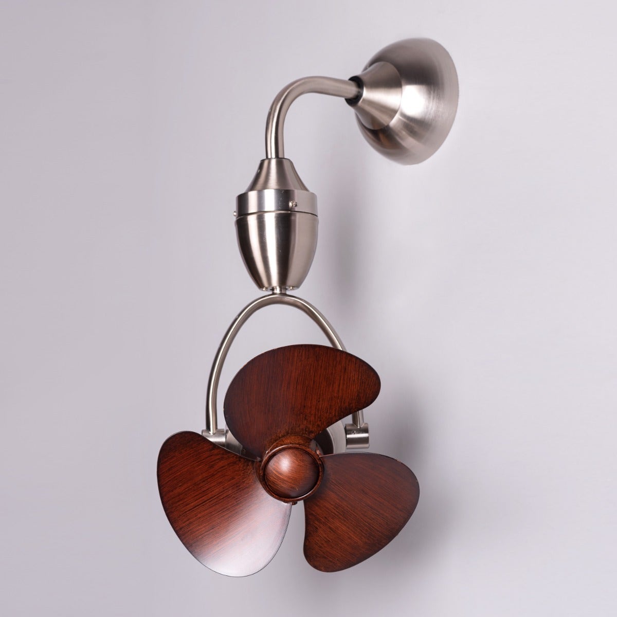 Canary Wharf (Oval Blade, 28 cm Span, Chrome Finish Metal Body, Teak Wood Finish ABS Blades) Ceiling/Wall Fan