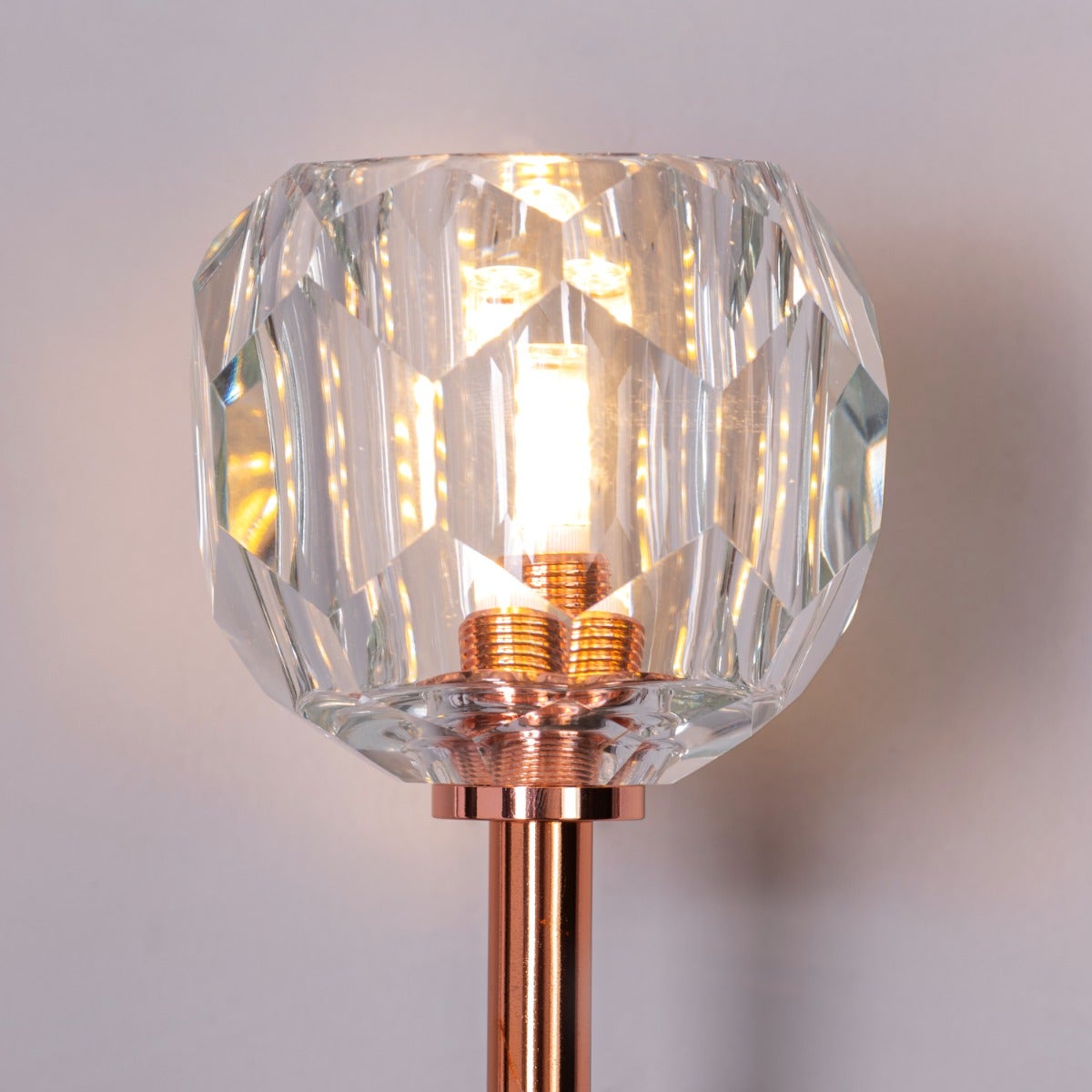 White Diamond (Long Stem, Rose Gold, Single Head) Crystal Wall Light