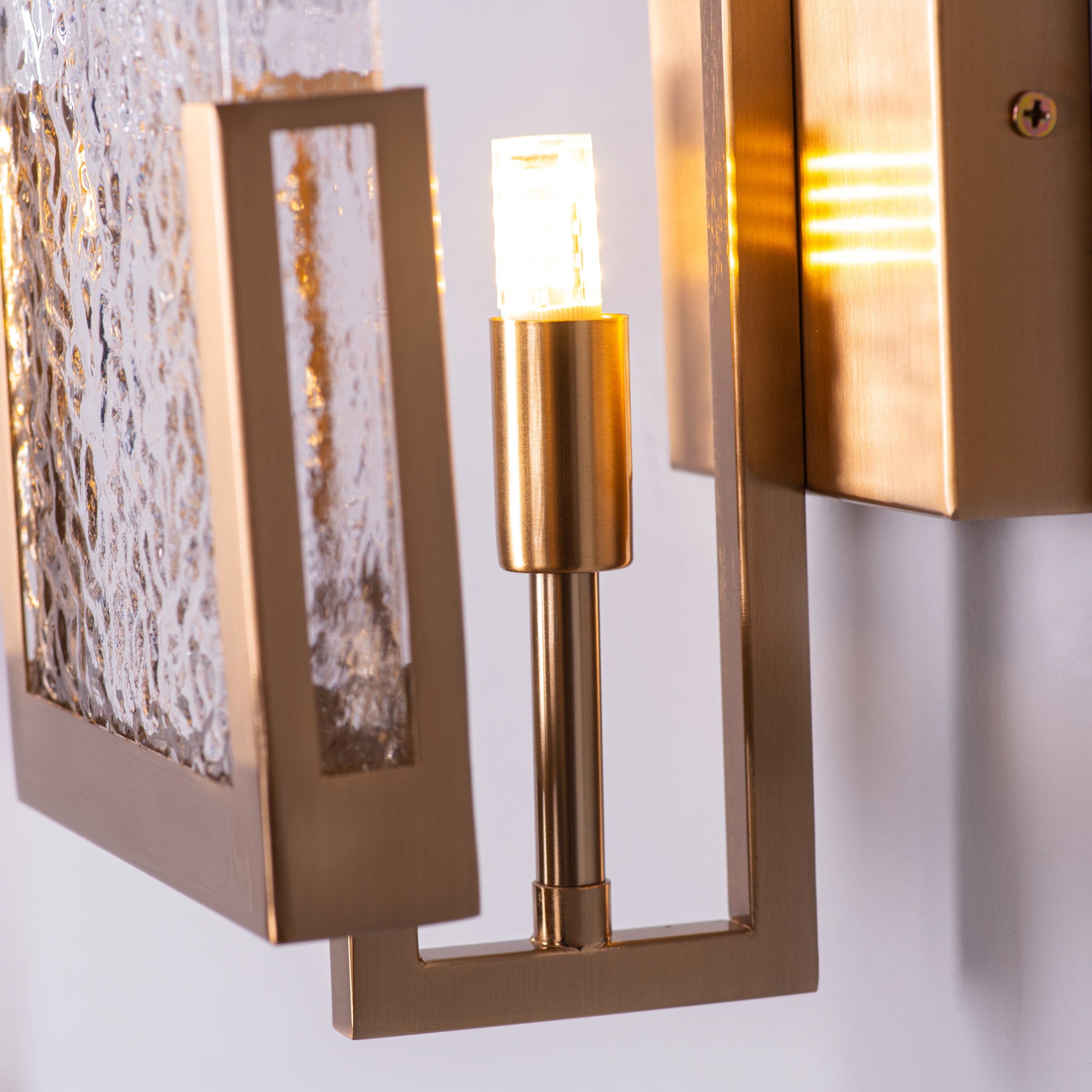 Legacy Signature (Square, Gold) Textured Glass Wall Light