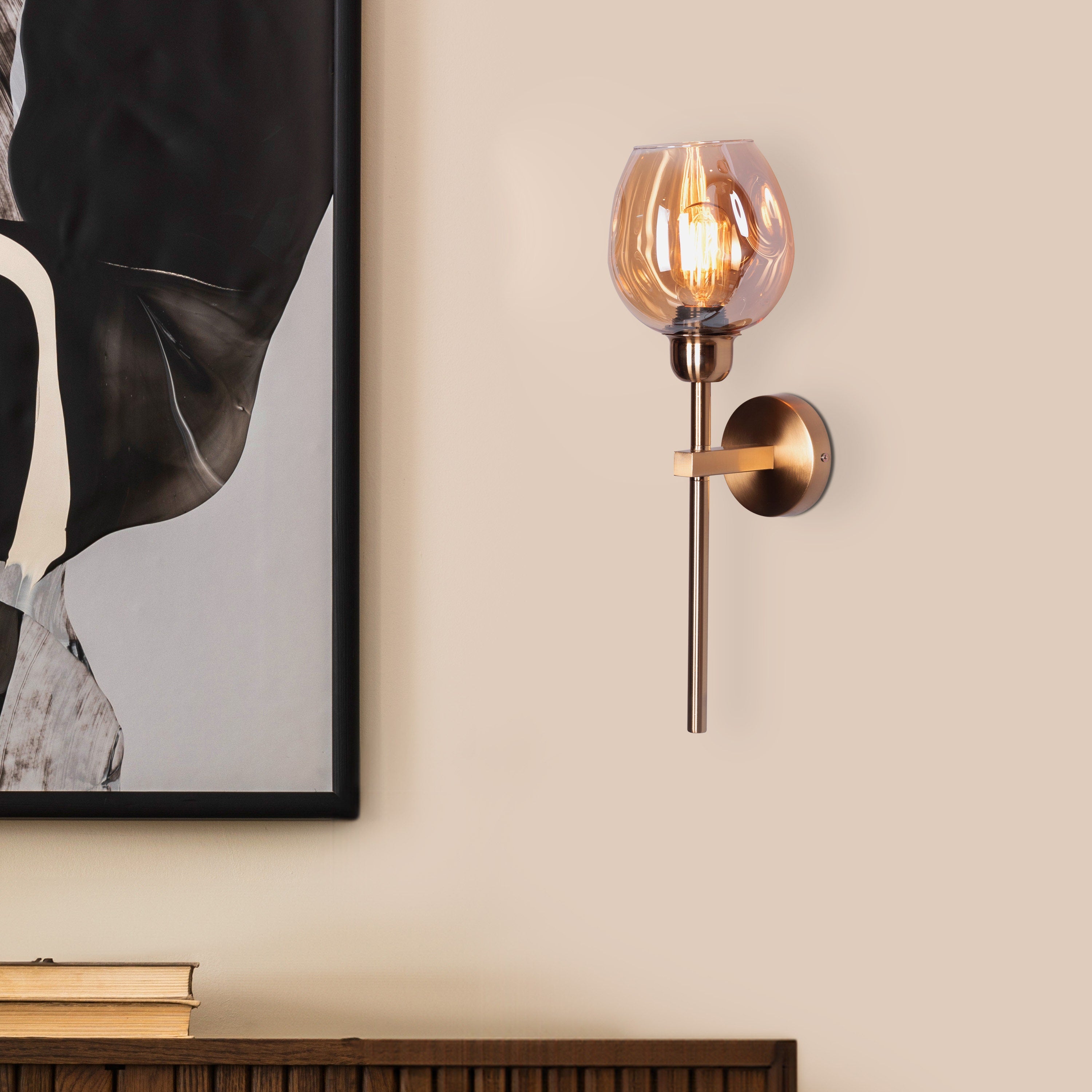 Mykonos Memories (Gold, Amber) Clear Glass Wall Light