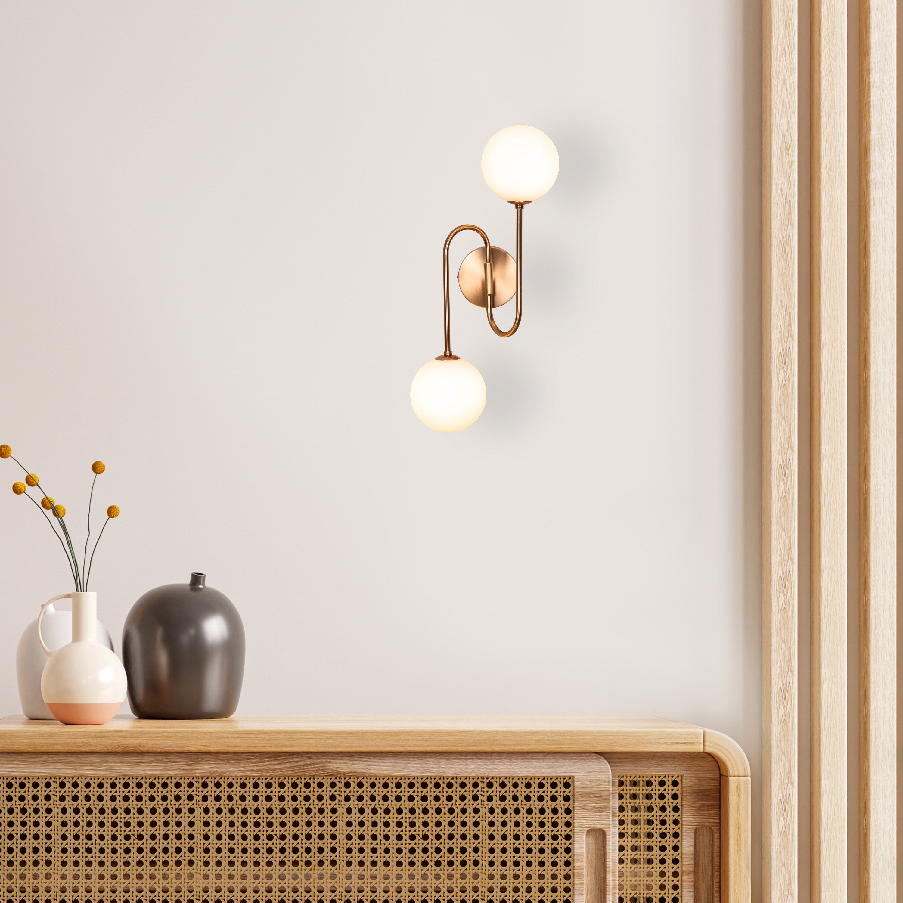 Many Moons Away (Gold) Frosted Glass Wall Light