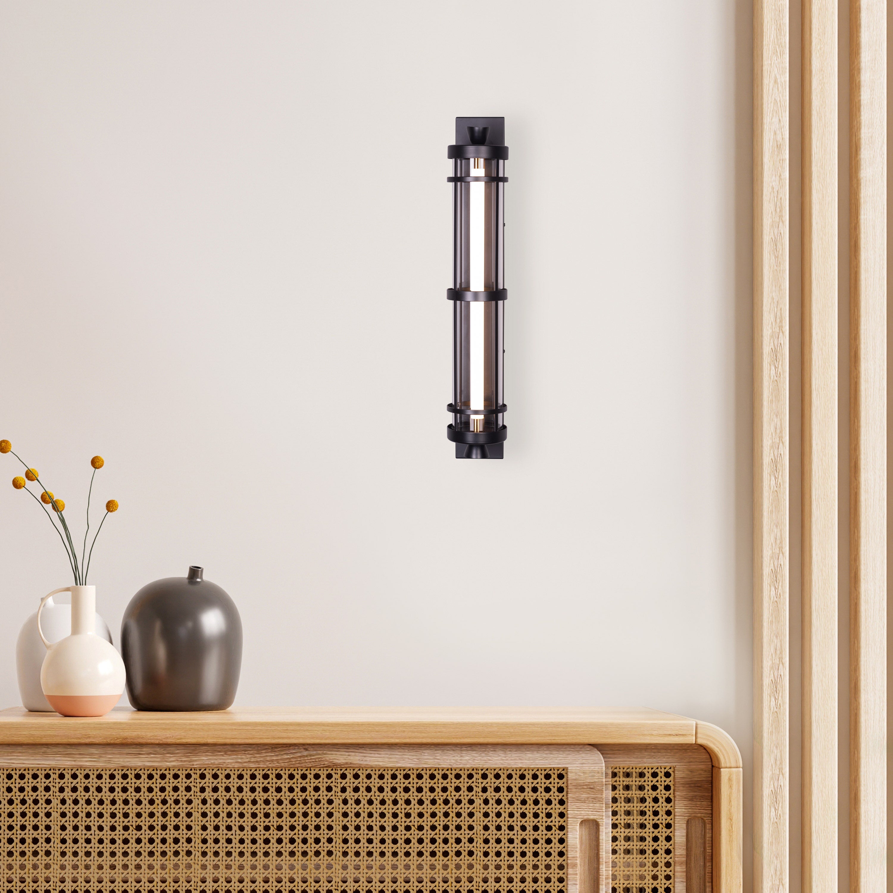 Travel Light (Black) Built-In LED Clear Glass Wall Light