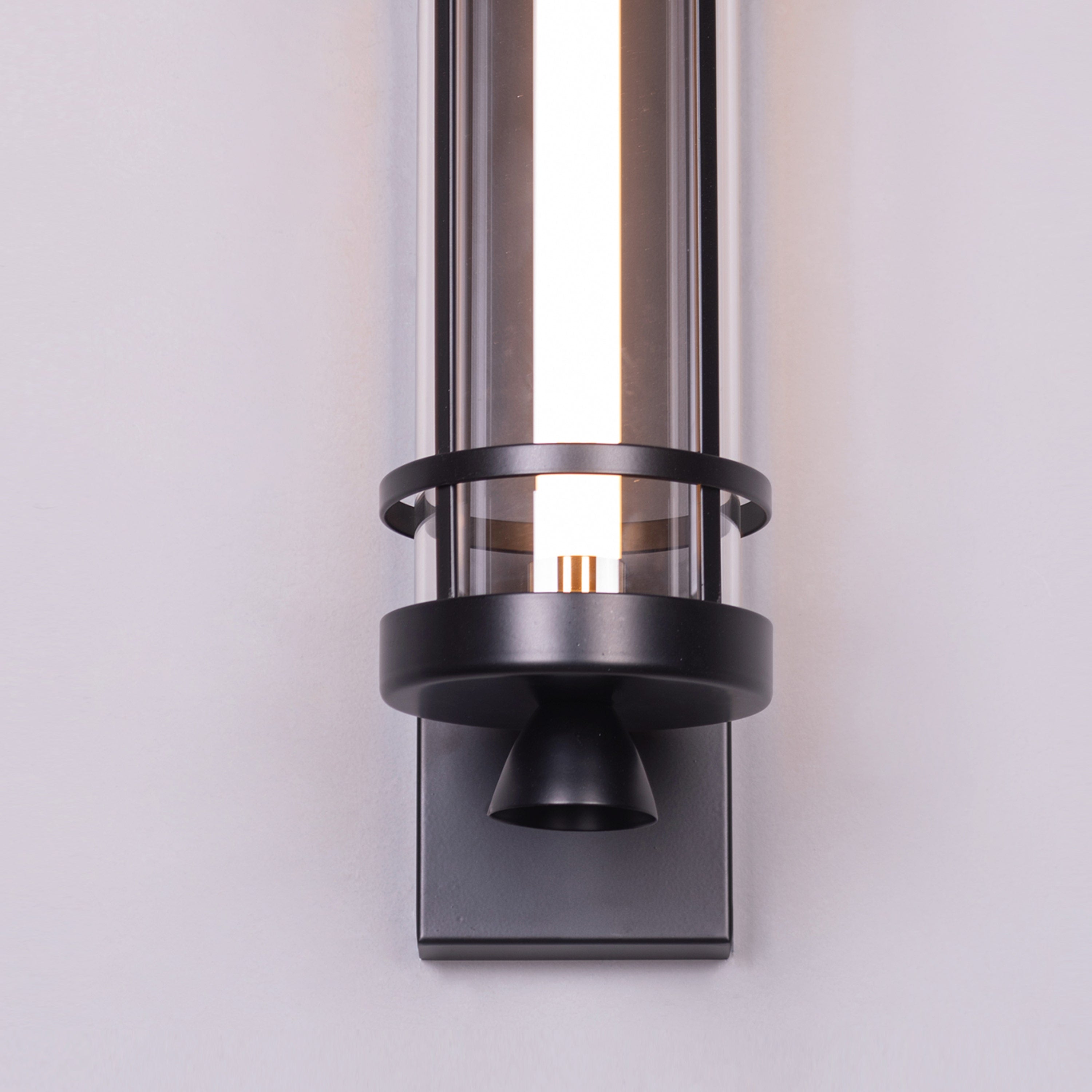 Travel Light (Black) Built-In LED Clear Glass Wall Light