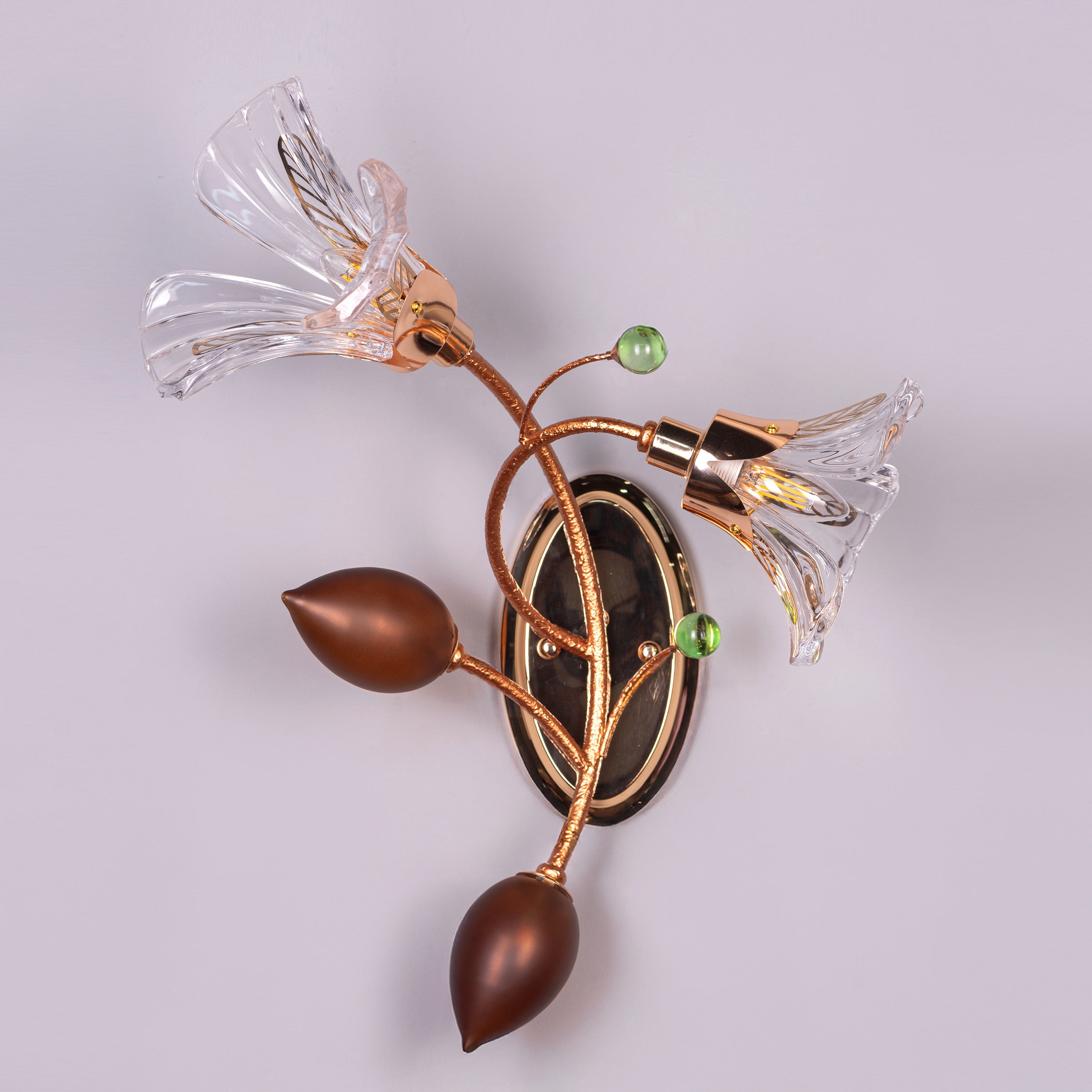 Harubana Grace (Rose Gold, Clear) Right Faced Textured Glass Wall Light