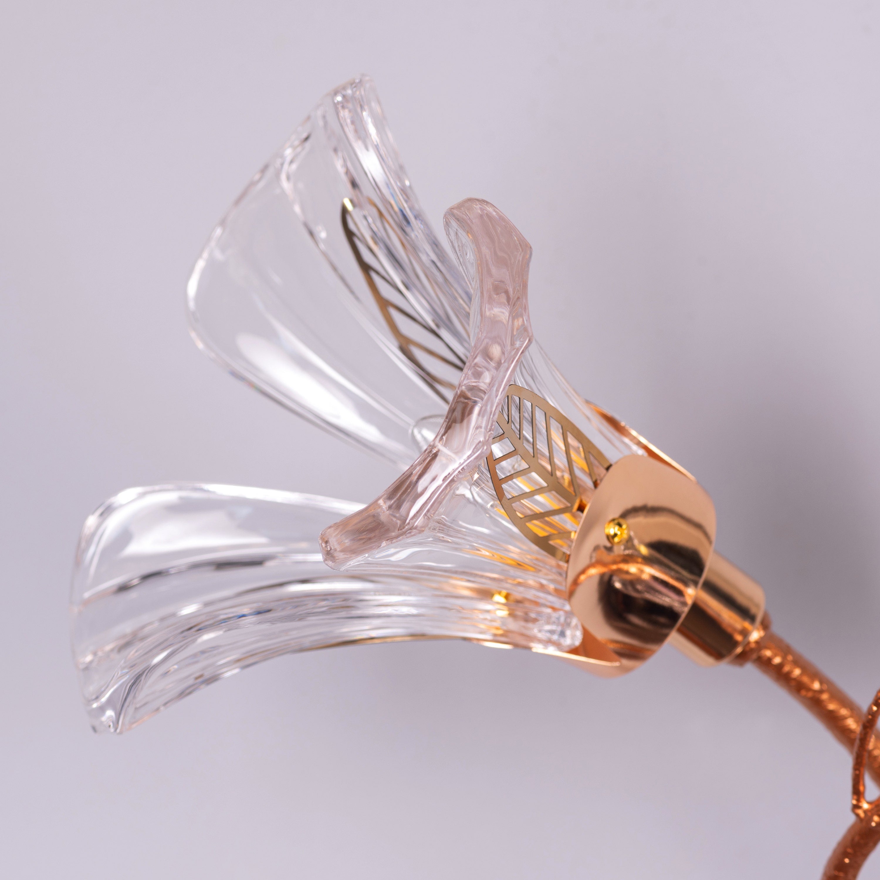 Harubana Grace (Rose Gold, Clear) Right Faced Textured Glass Wall Light