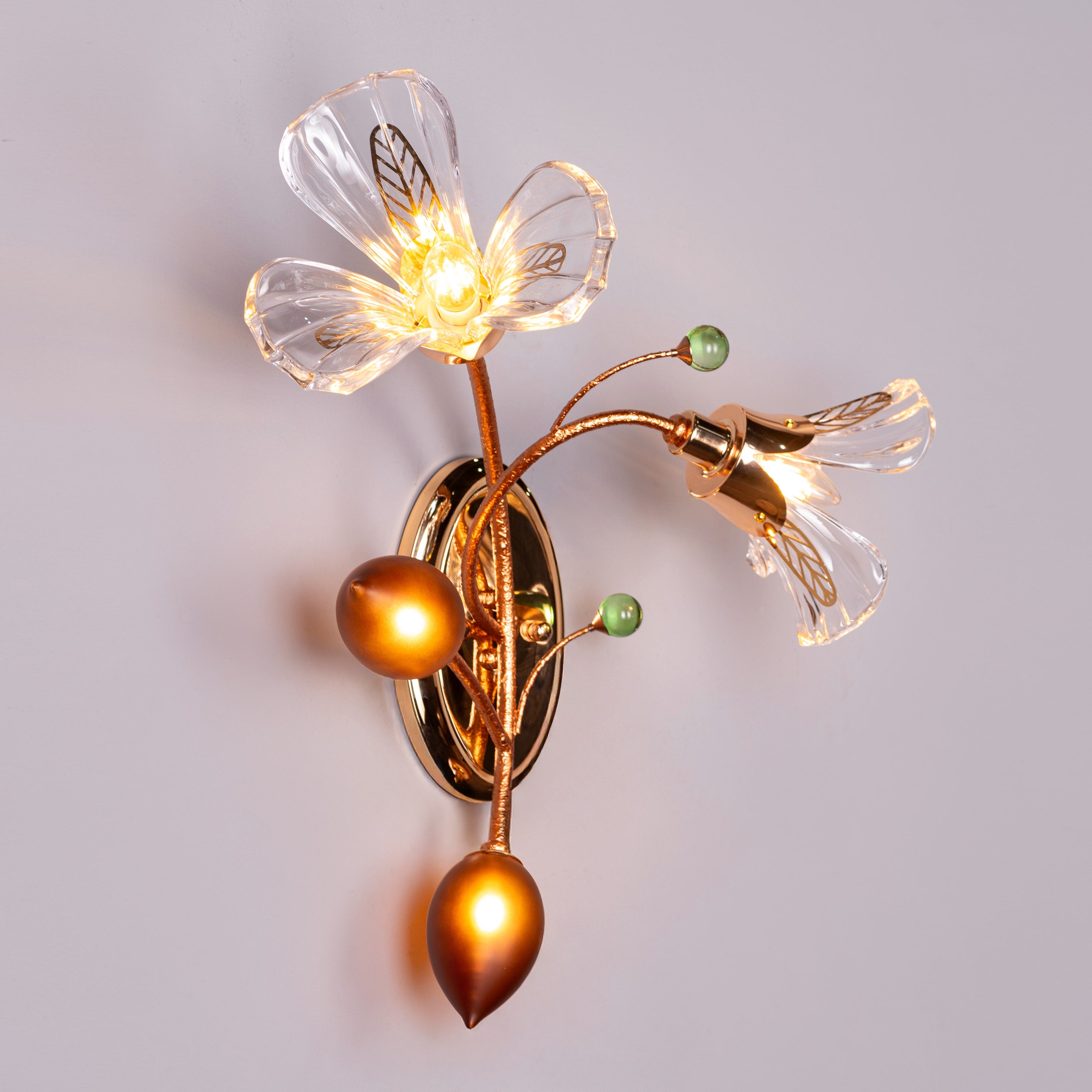 Harubana Grace (Rose Gold, Clear) Right Faced Textured Glass Wall Light