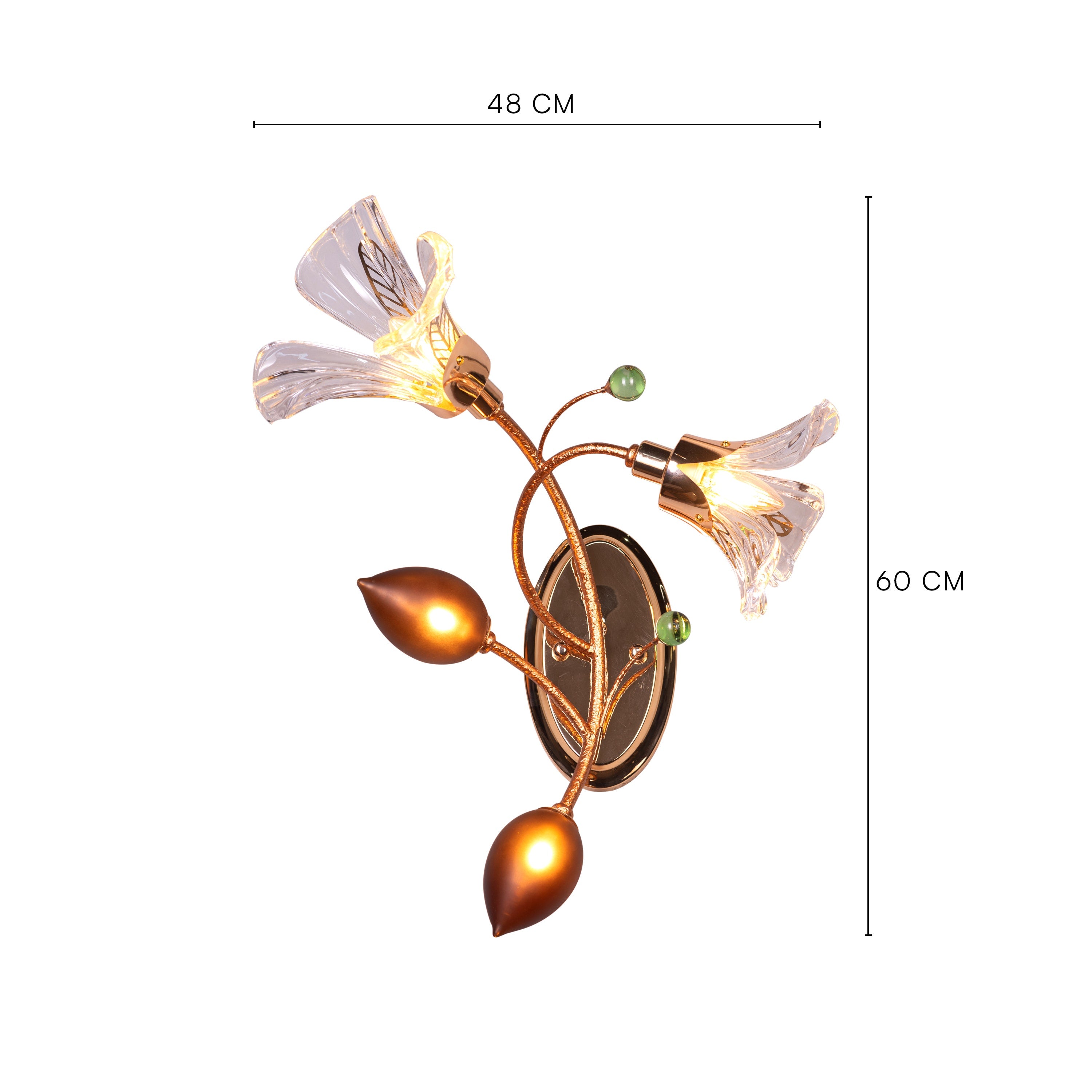 Harubana Grace (Rose Gold, Clear) Right Faced Textured Glass Wall Light