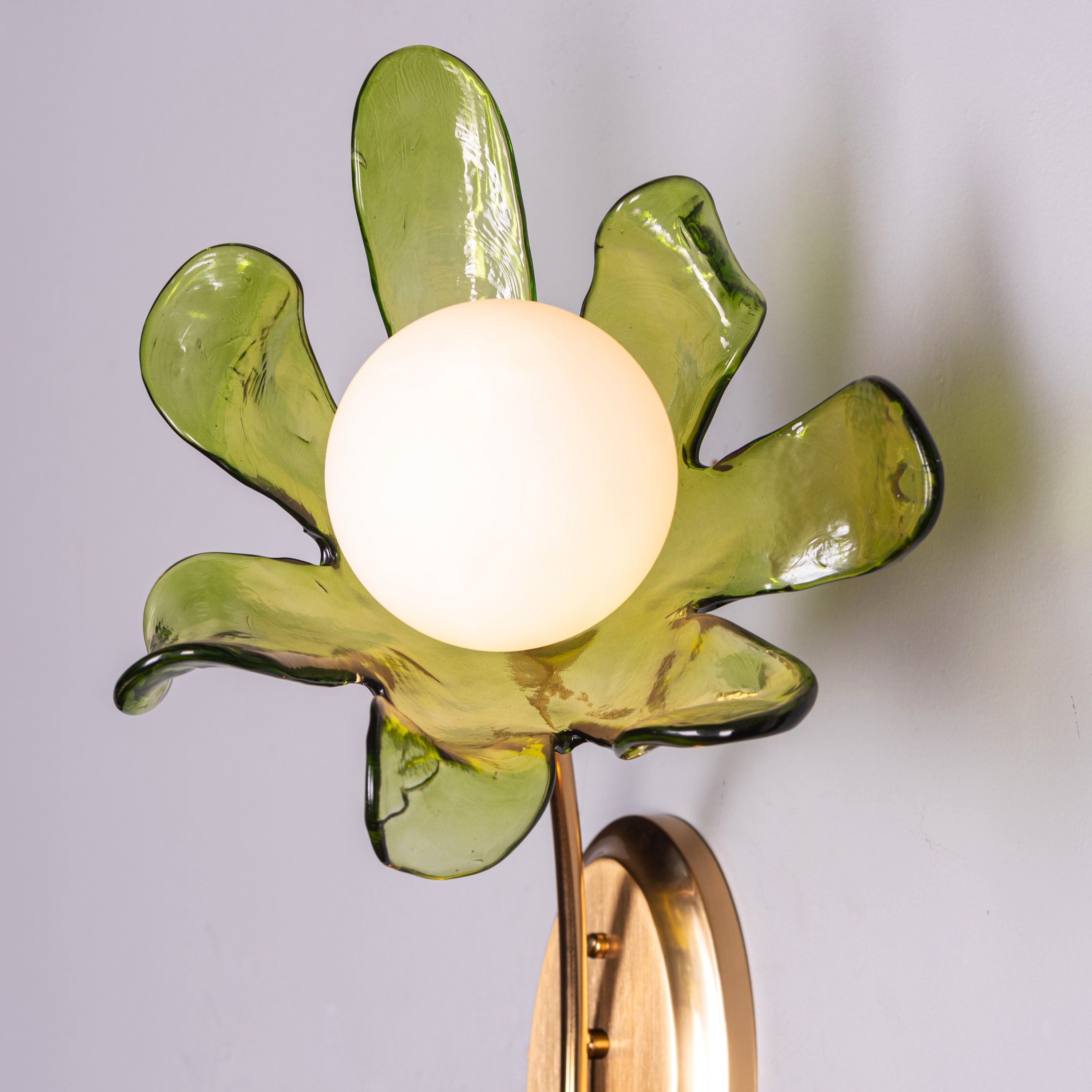 Midori Charm (Gold, Green) Left Faced Tinted Glass Wall Light