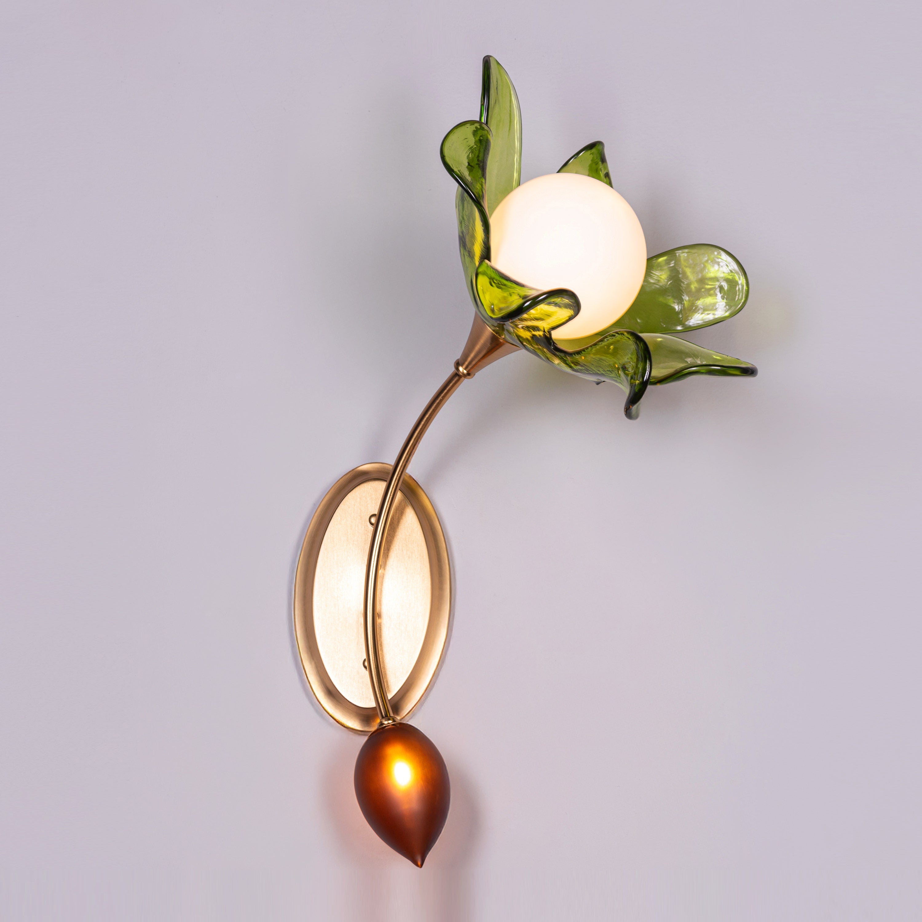 Midori Charm (Gold, Green) Left Faced Tinted Glass Wall Light