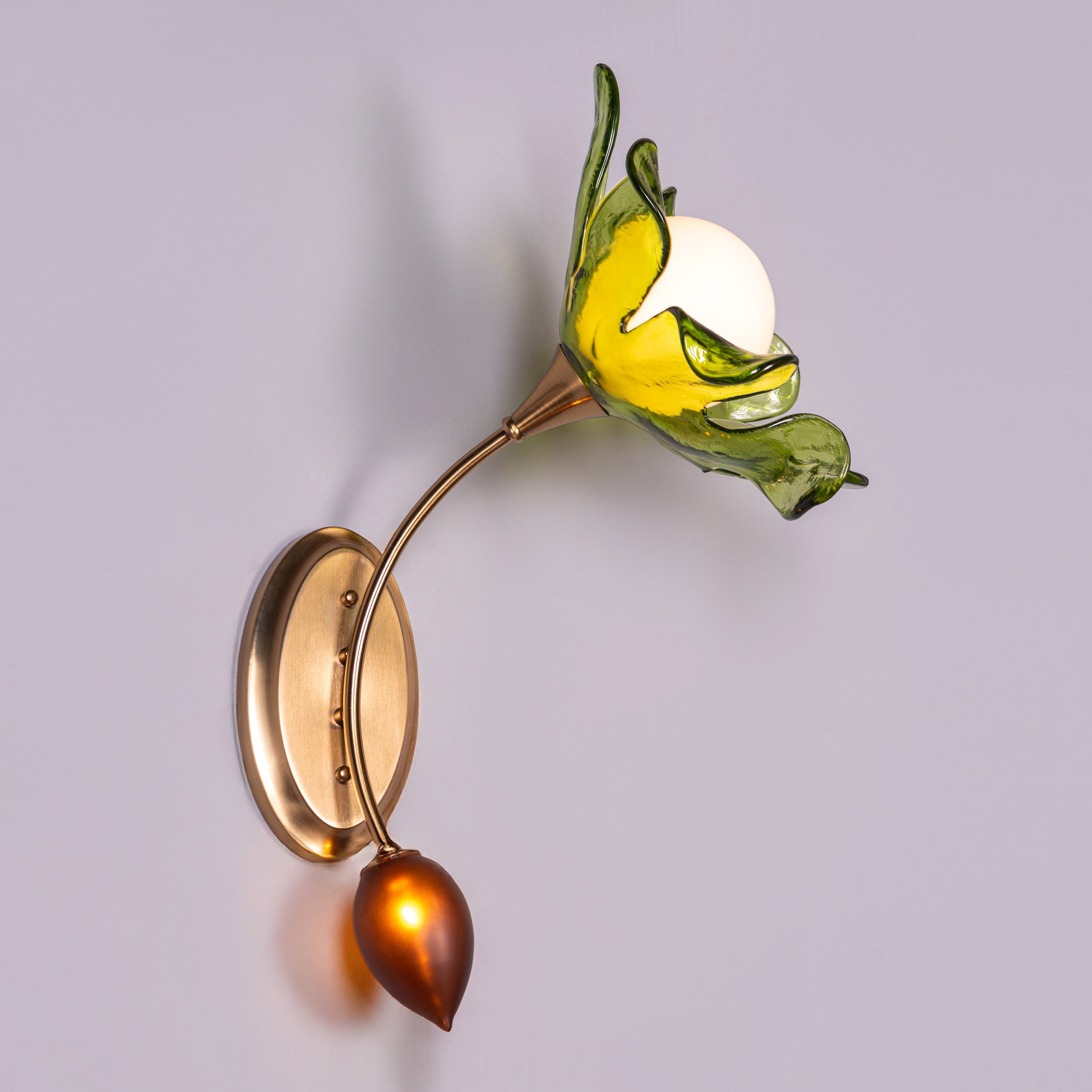 Midori Charm (Gold, Green) Left Faced Tinted Glass Wall Light