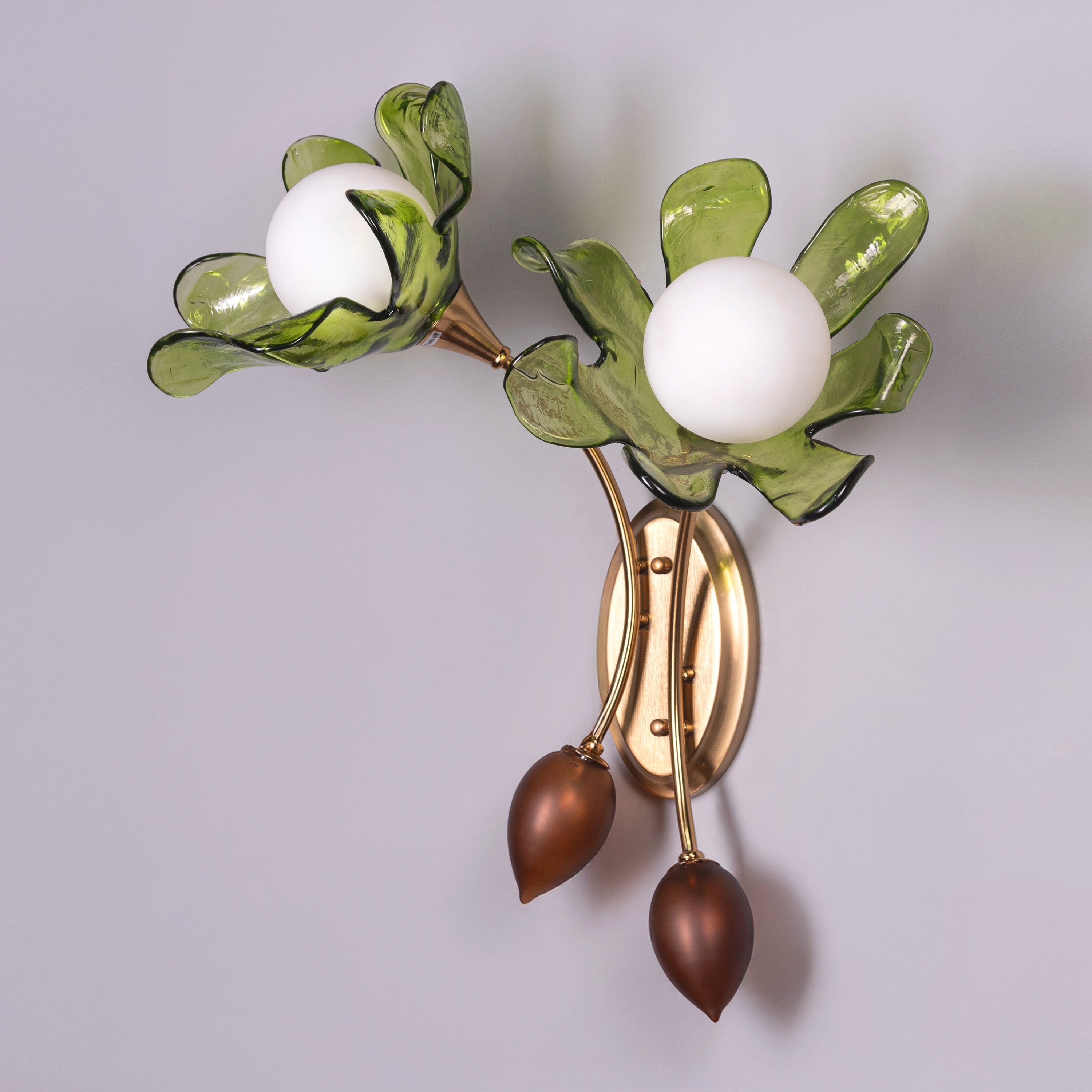 Midori Radiance (Gold, Green & Amber) Tinted Glass Wall Light