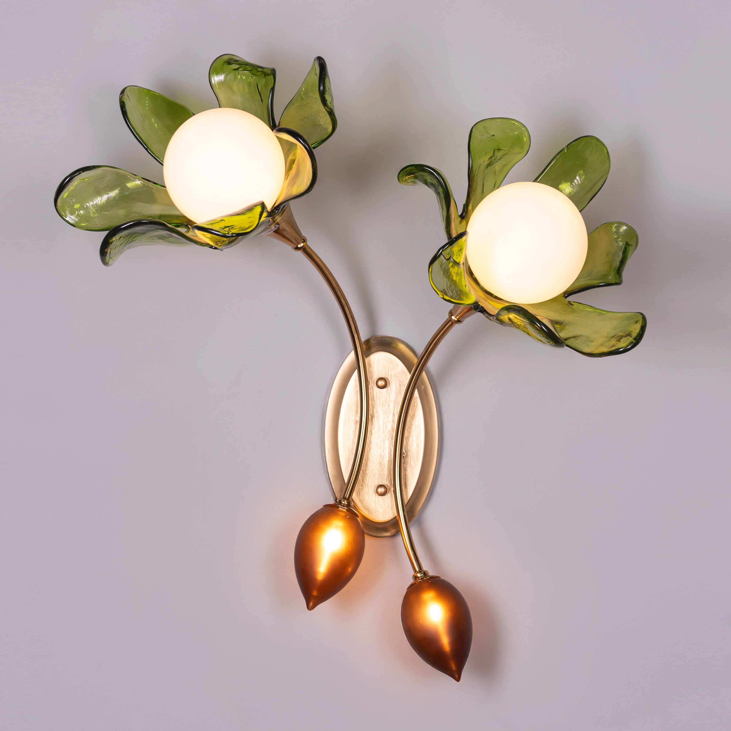 Midori Radiance (Gold, Green & Amber) Tinted Glass Wall Light