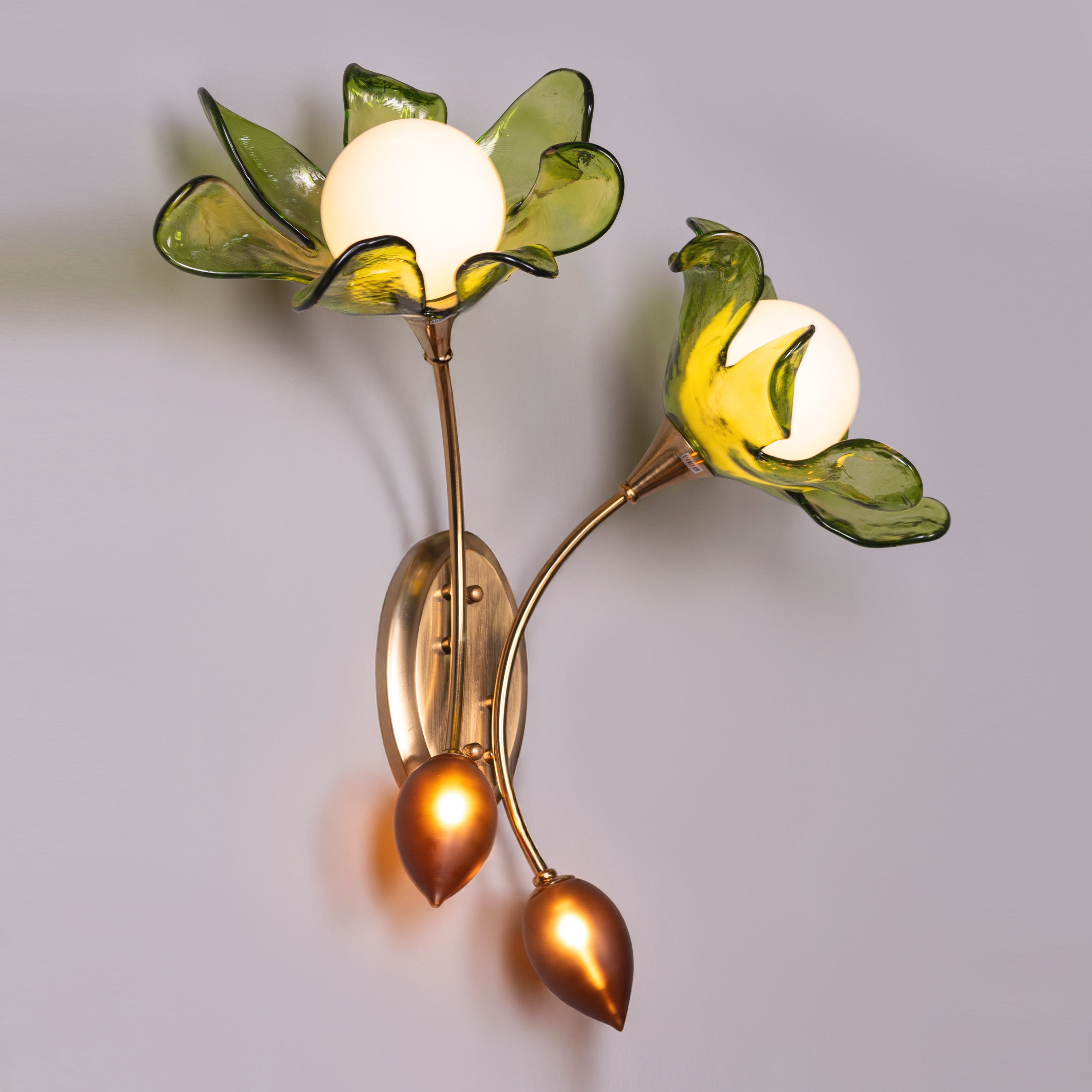 Midori Radiance (Gold, Green & Amber) Tinted Glass Wall Light