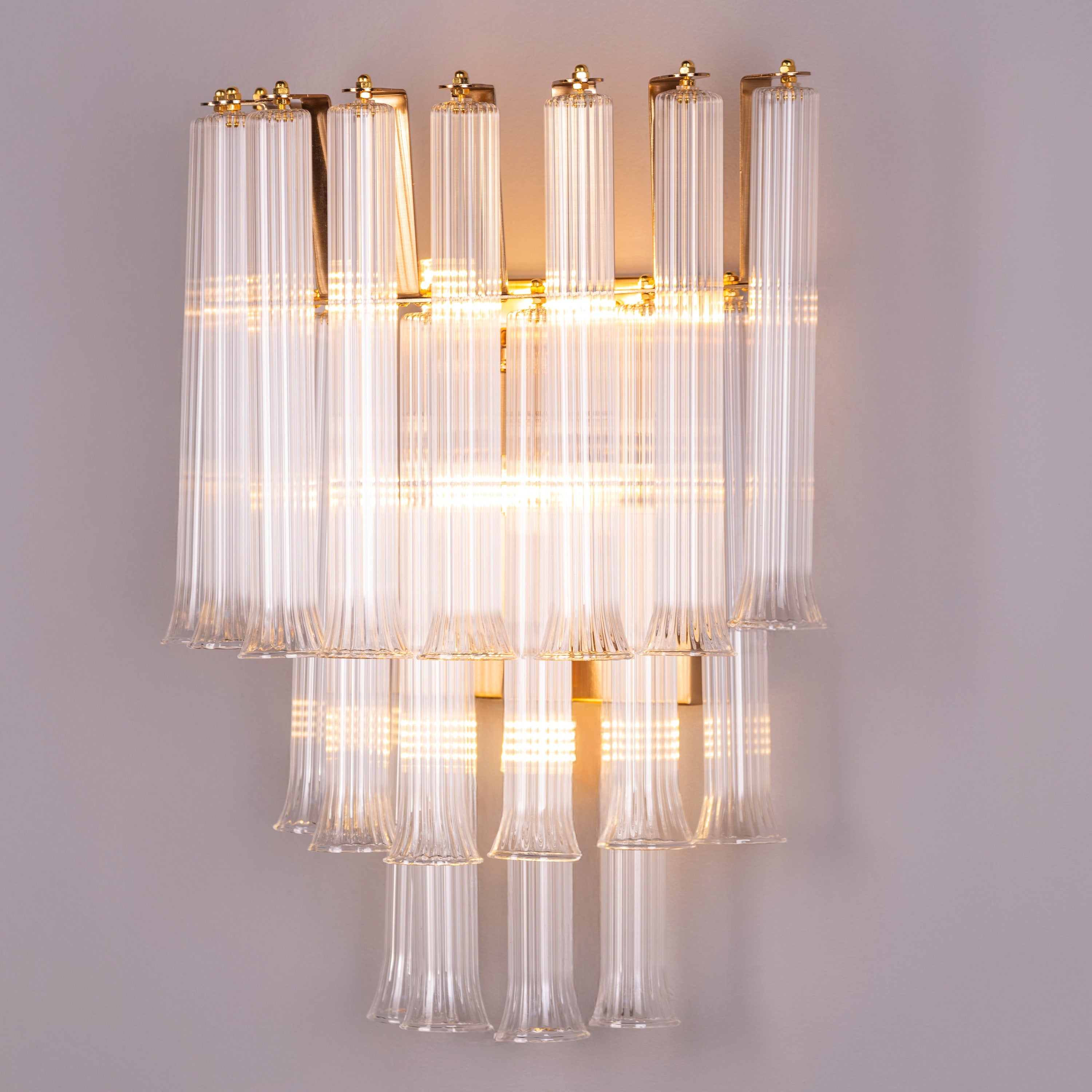 Play It Right (Gold, Clear) Textured Glass Wall Light