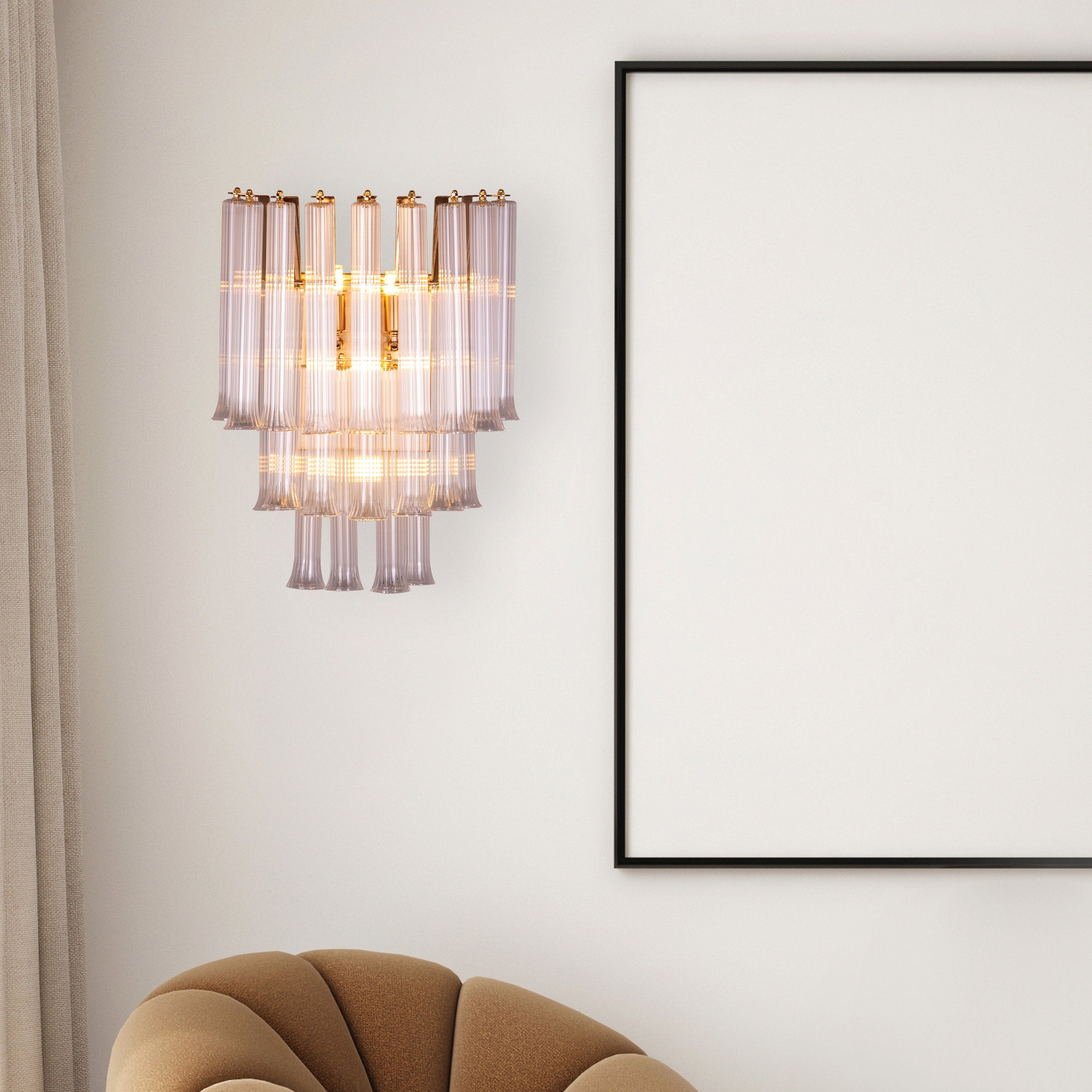 Play It Right (Gold, Clear) Textured Glass Wall Light