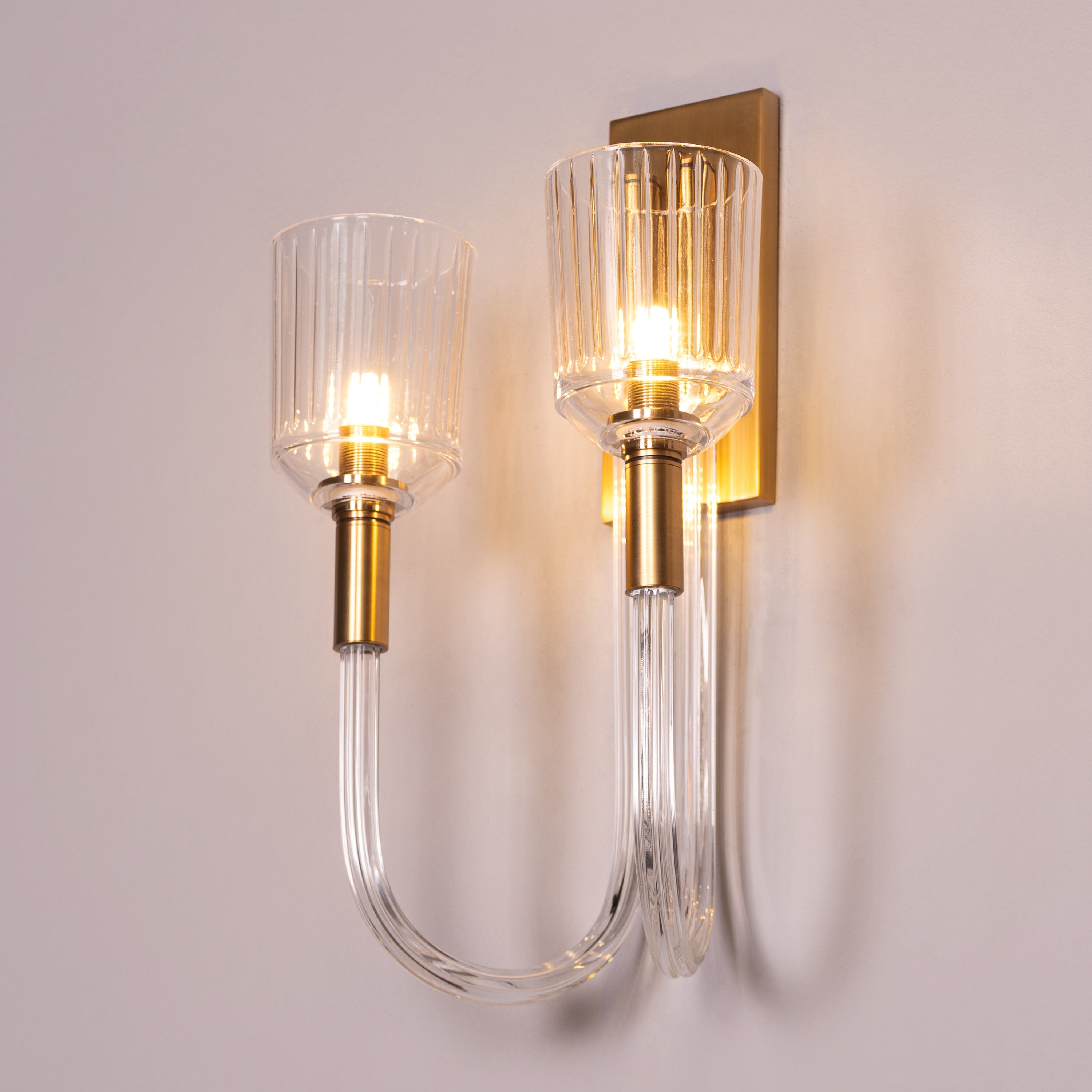 Away That Day (Gold) Clear Glass Wall Light