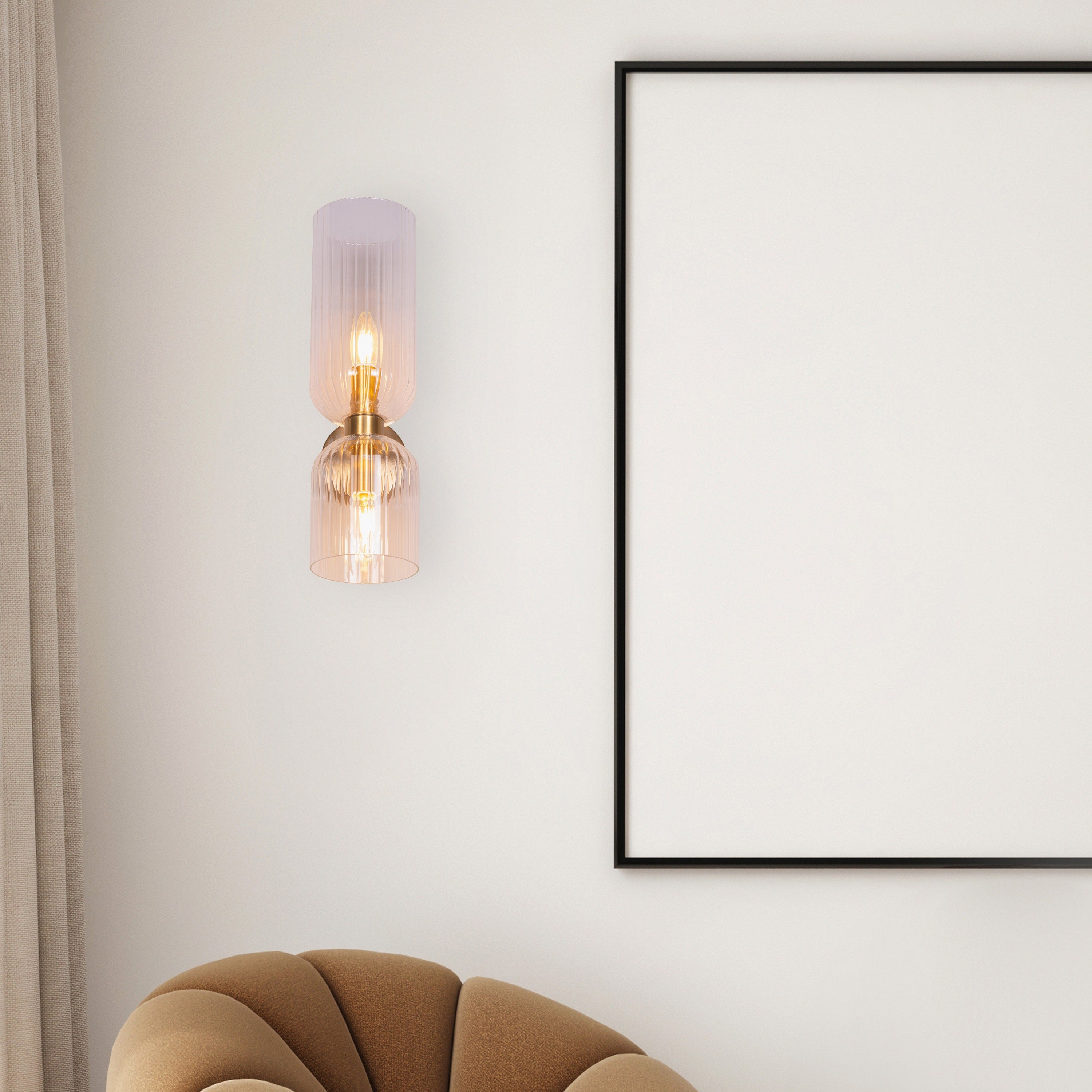 Smitten (Gold, Clear) Textured Glass Wall Light
