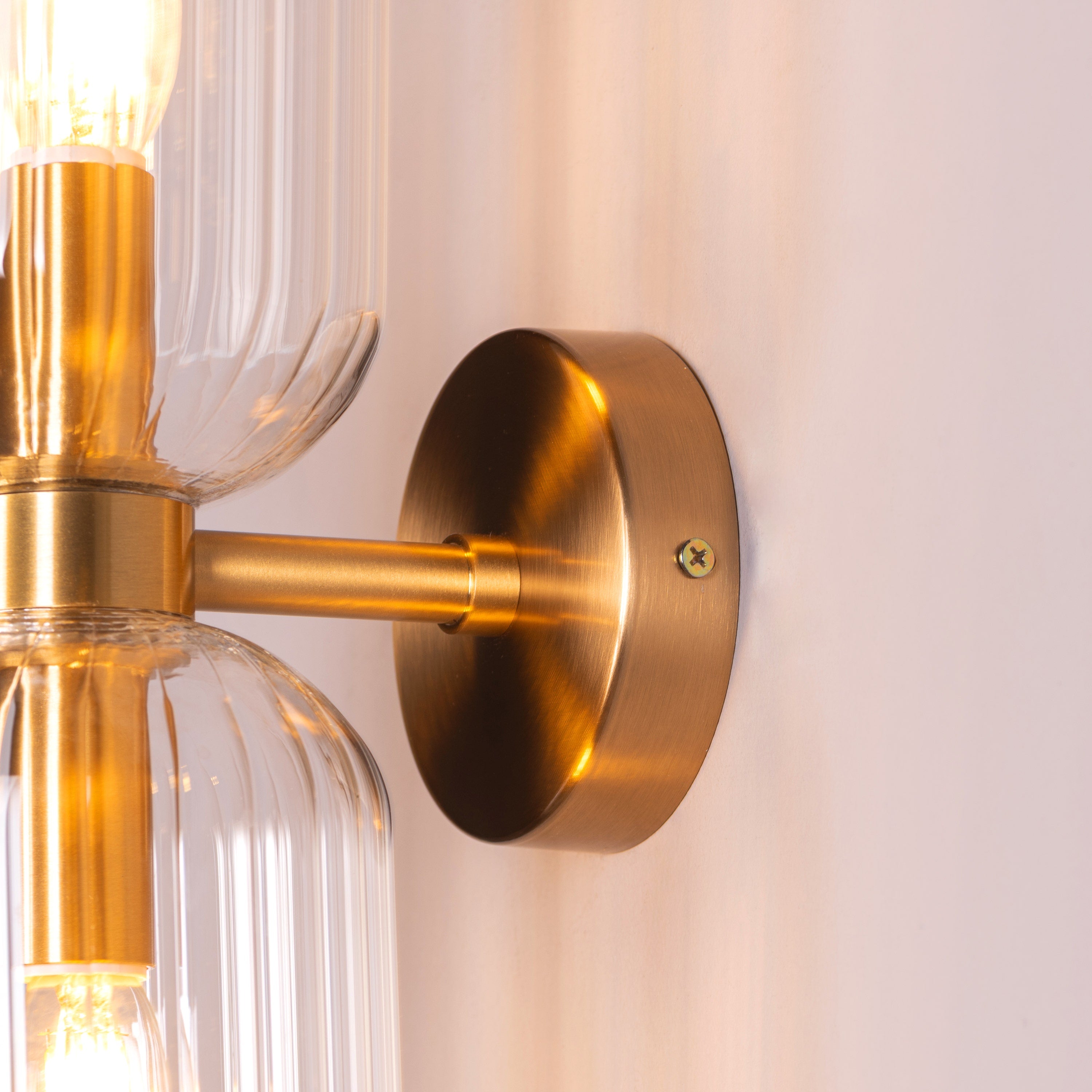 Smitten (Gold, Clear) Textured Glass Wall Light