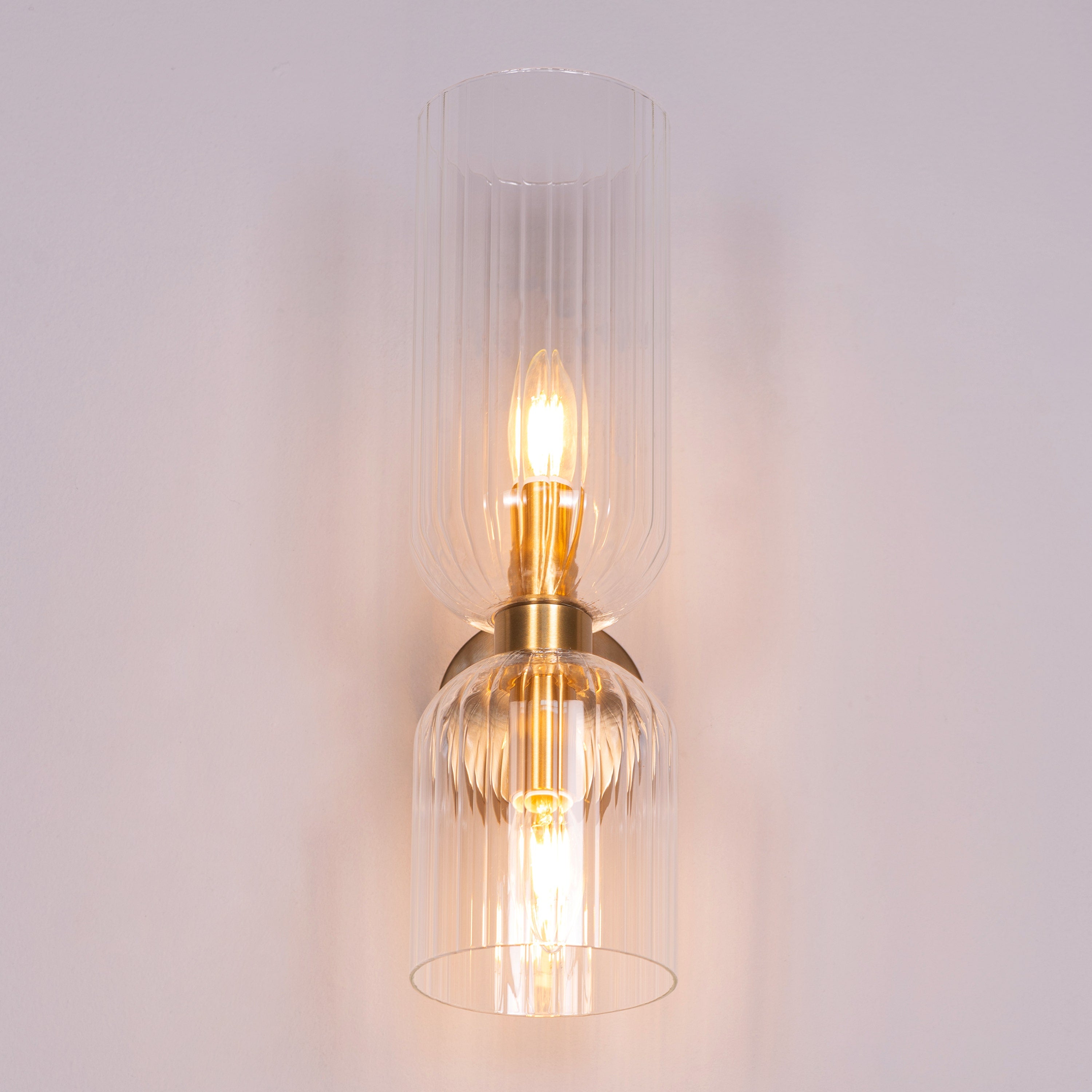 Smitten (Gold, Clear) Textured Glass Wall Light