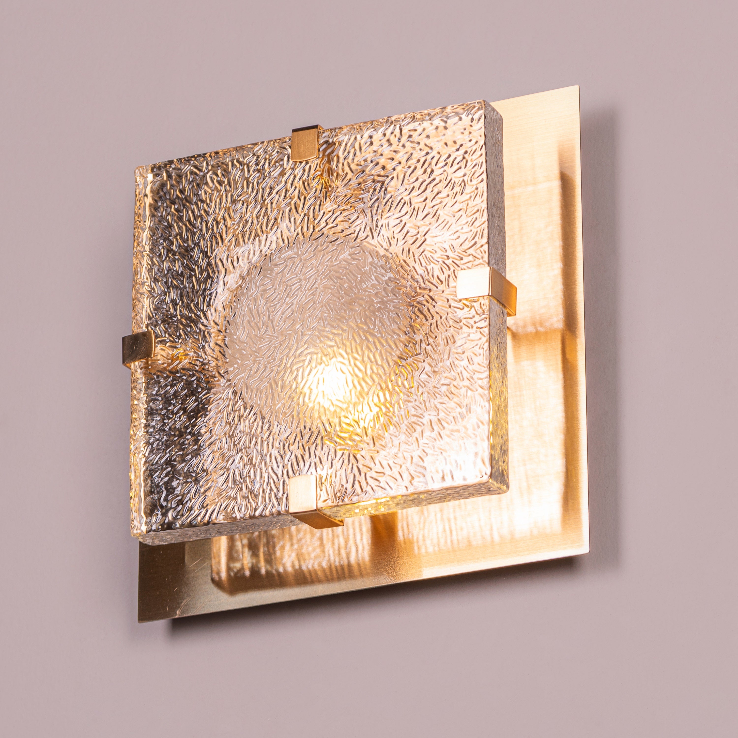 Golden Meridian (Single, Gold) Textured Glass Wall Light