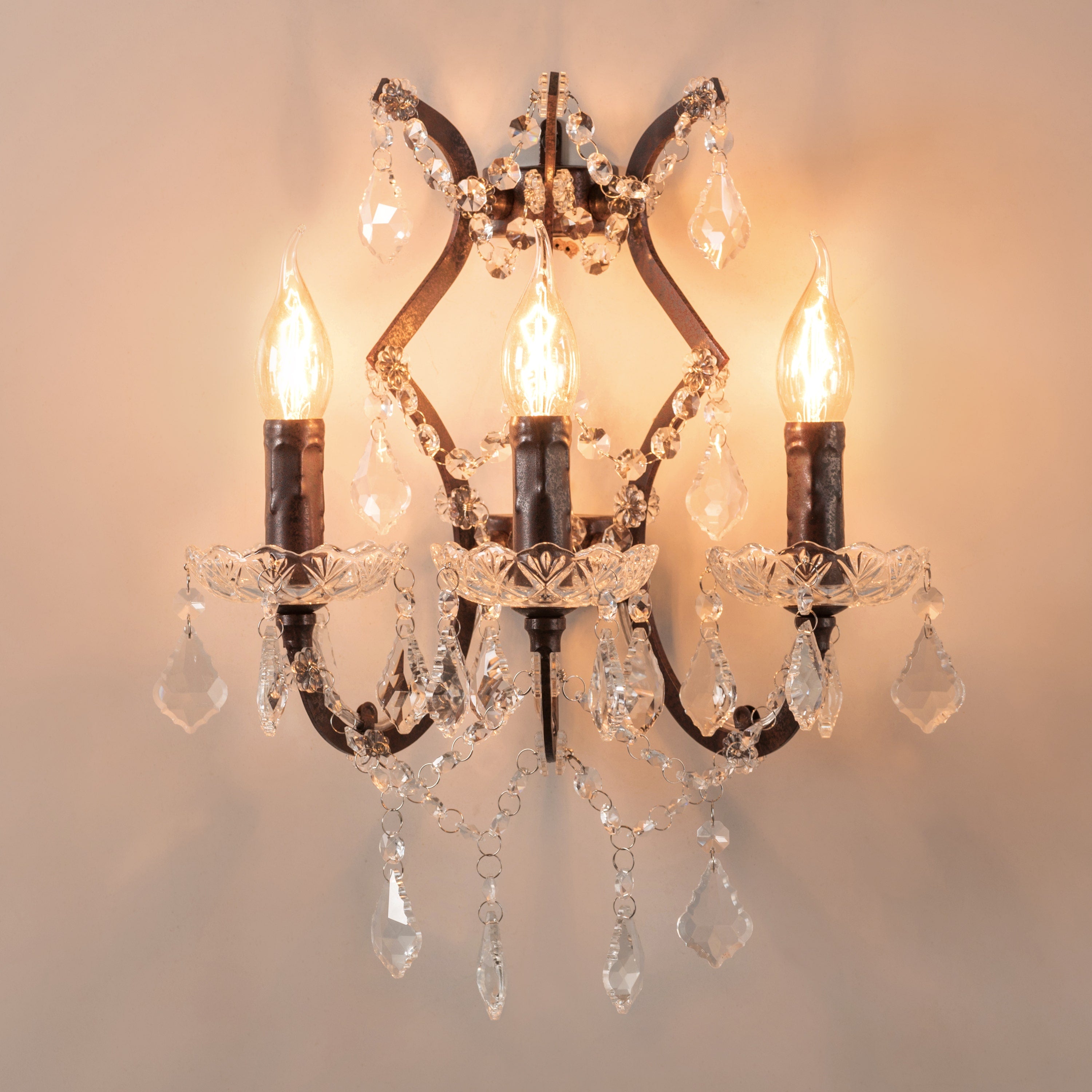 French Restoration (Coffee, Antique Rust) Crystal Wall Light