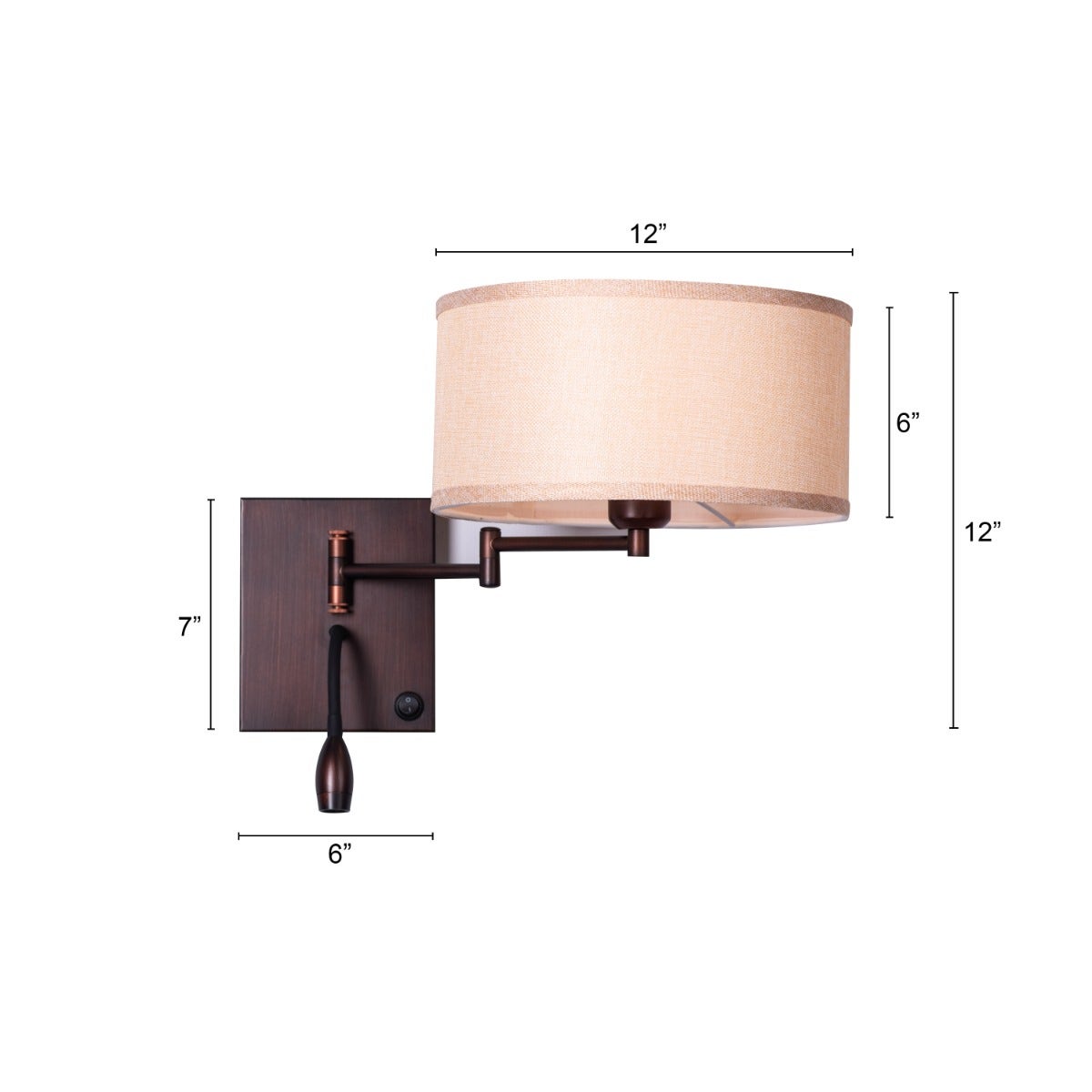 Thinking Out Loud Bedside (Coffee, With LED Downlighter) Wall Light