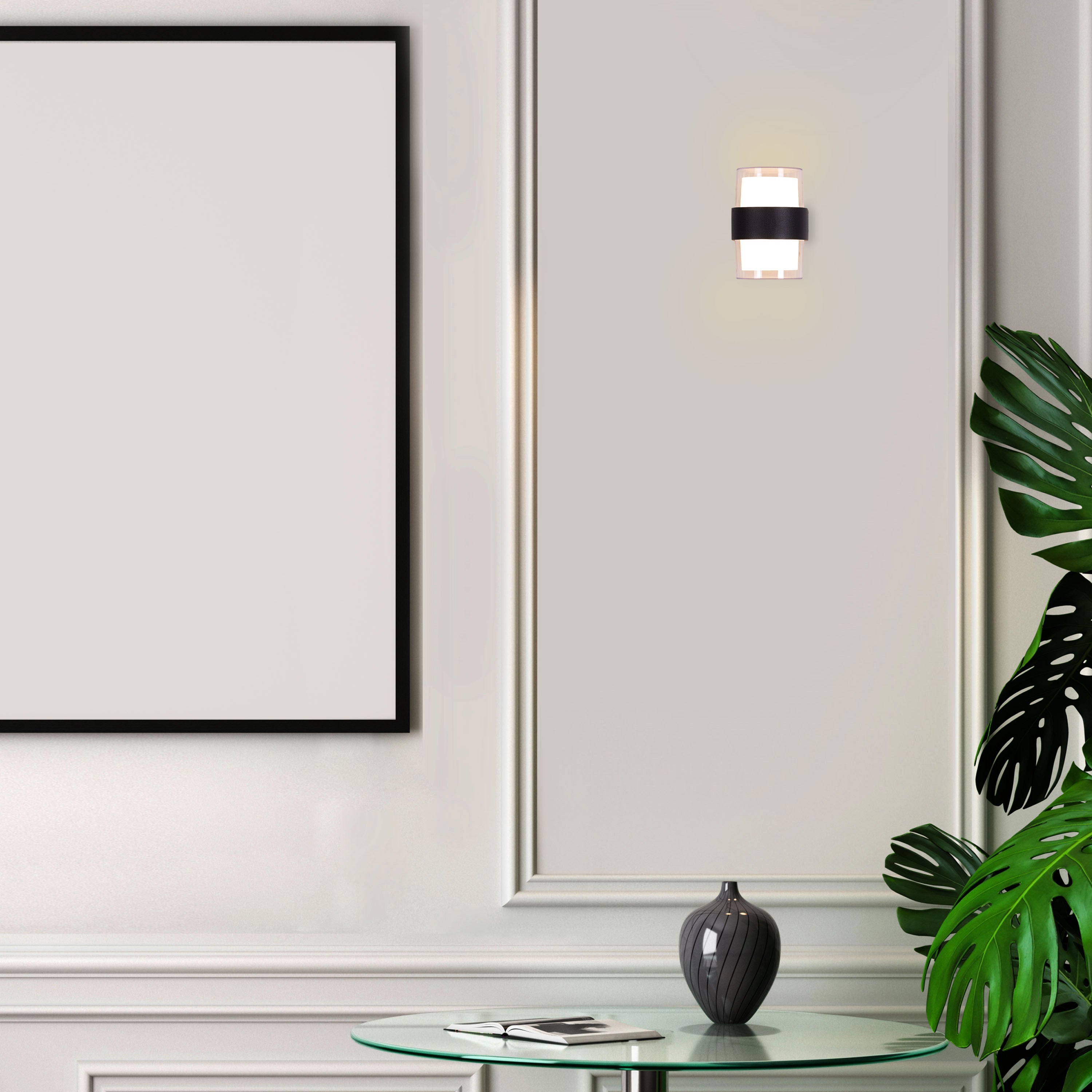 Devoted (Black, Built-In LED) Indoor/Outdoor Wall Light (IP65 Rated)