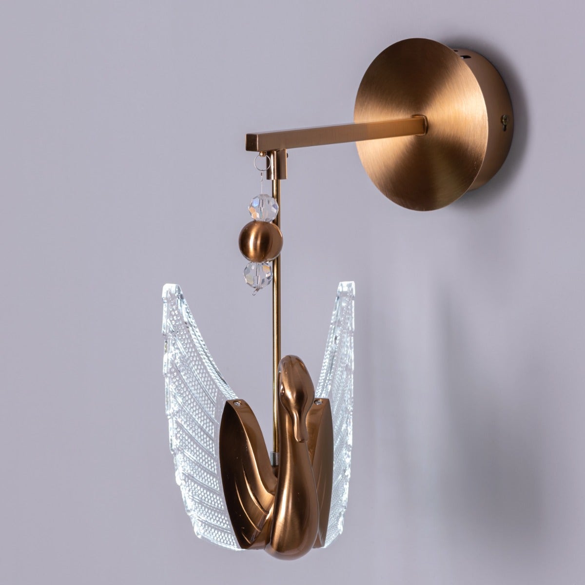 Two Birds One Throne (Gold, Dimmable LED with Remote Control) Wall Light