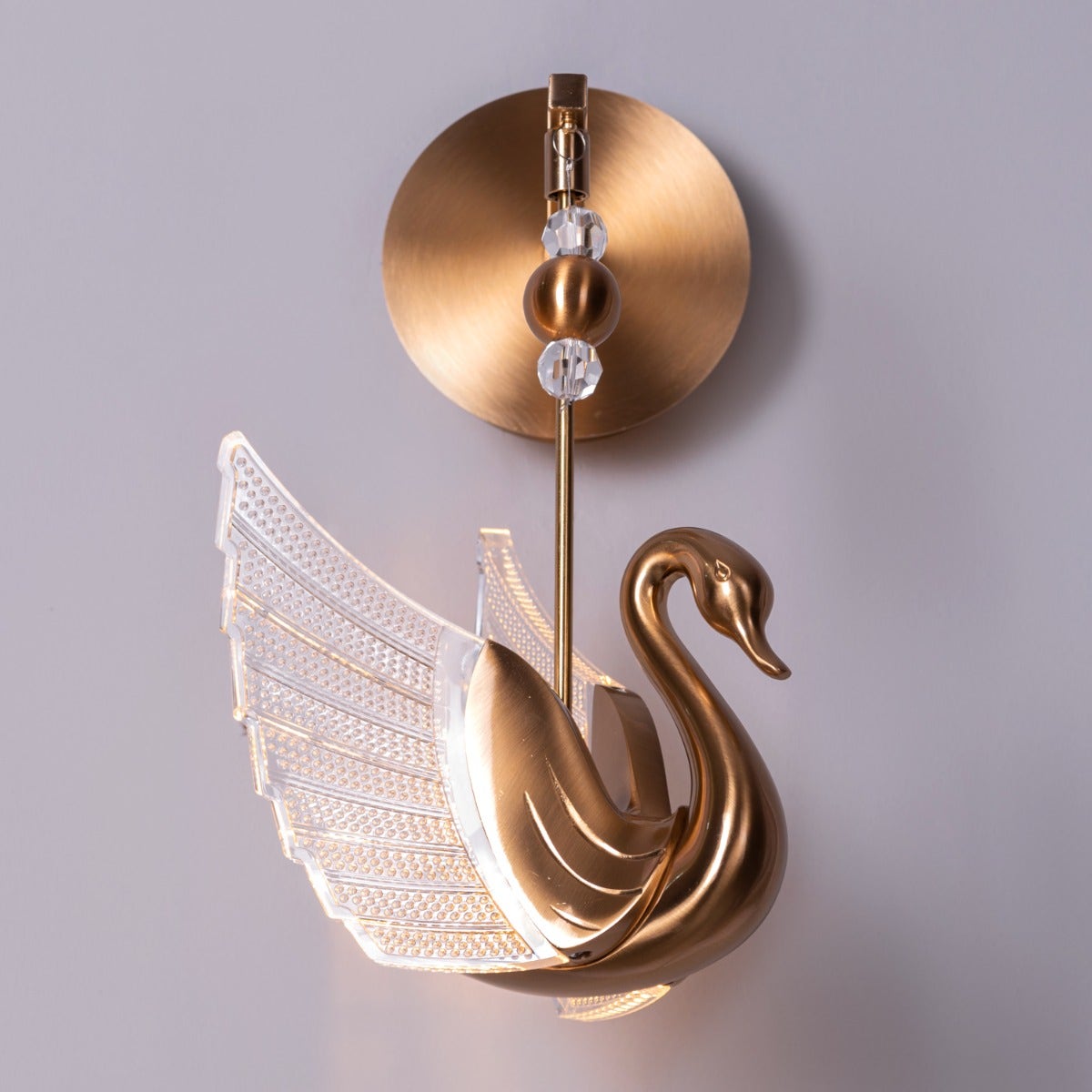 Two Birds One Throne (Gold, Dimmable LED with Remote Control) Wall Light