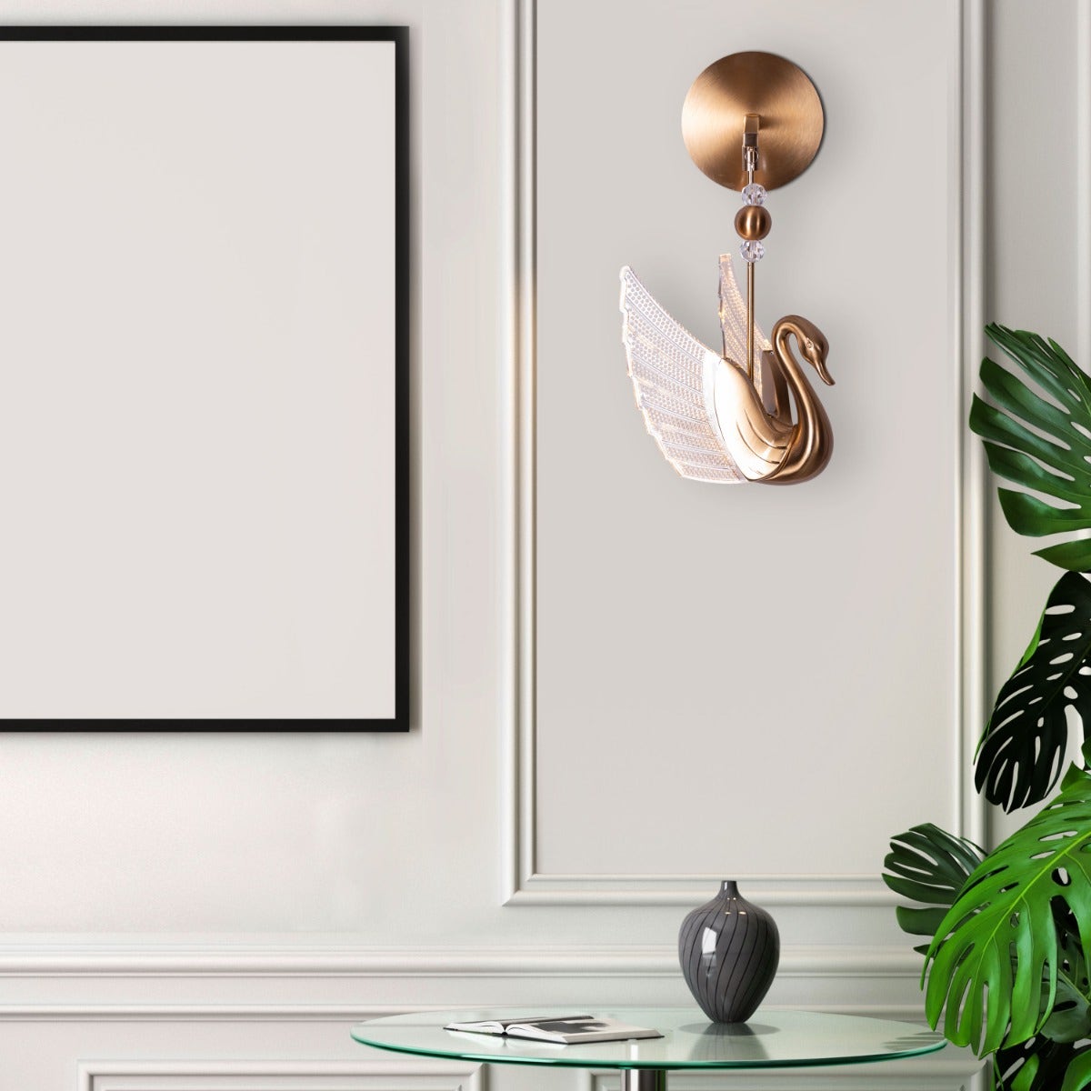 Two Birds One Throne (Gold, Dimmable LED with Remote Control) Wall Light