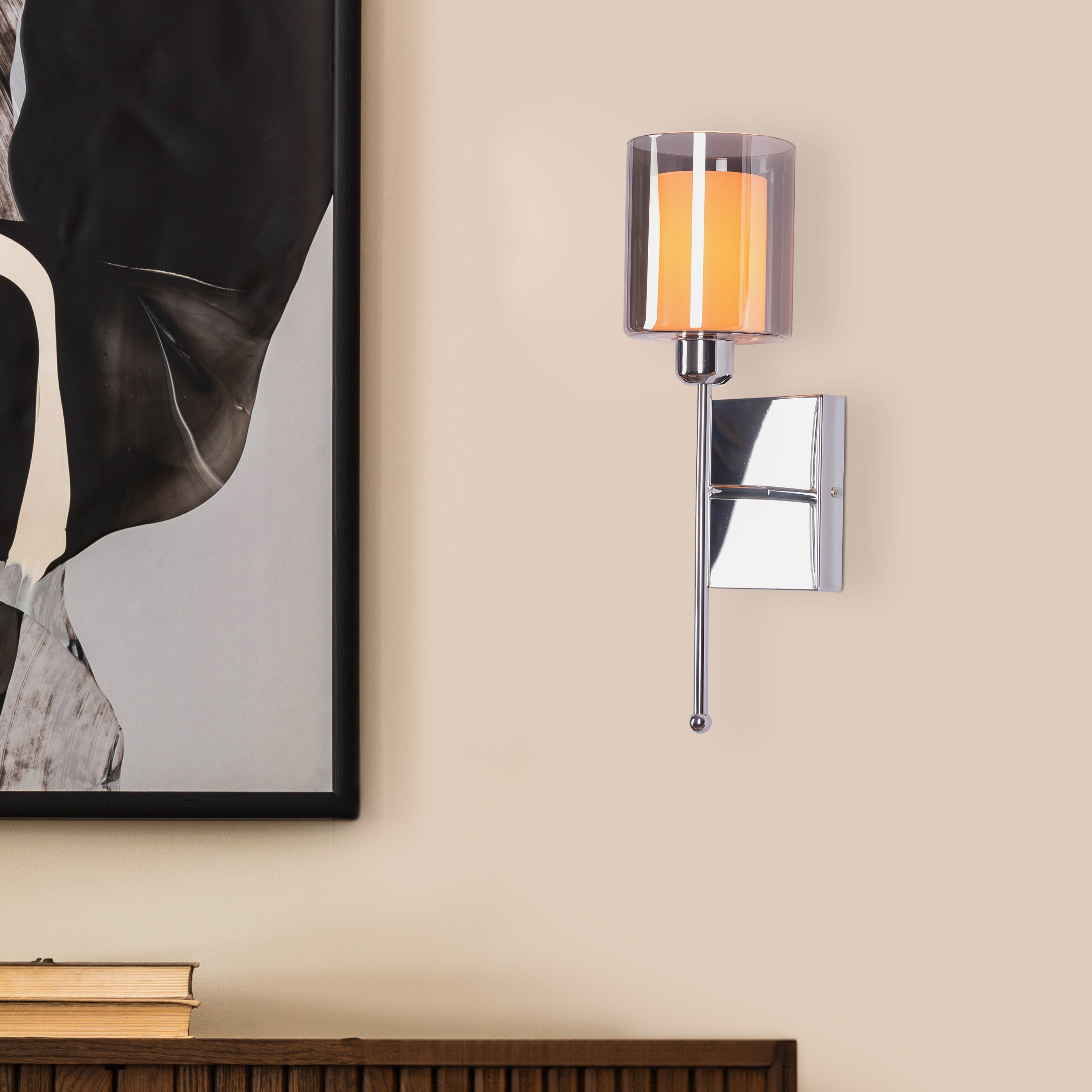 Courtesy Call (Smokey Grey) Glass Stainless Steel Wall Light