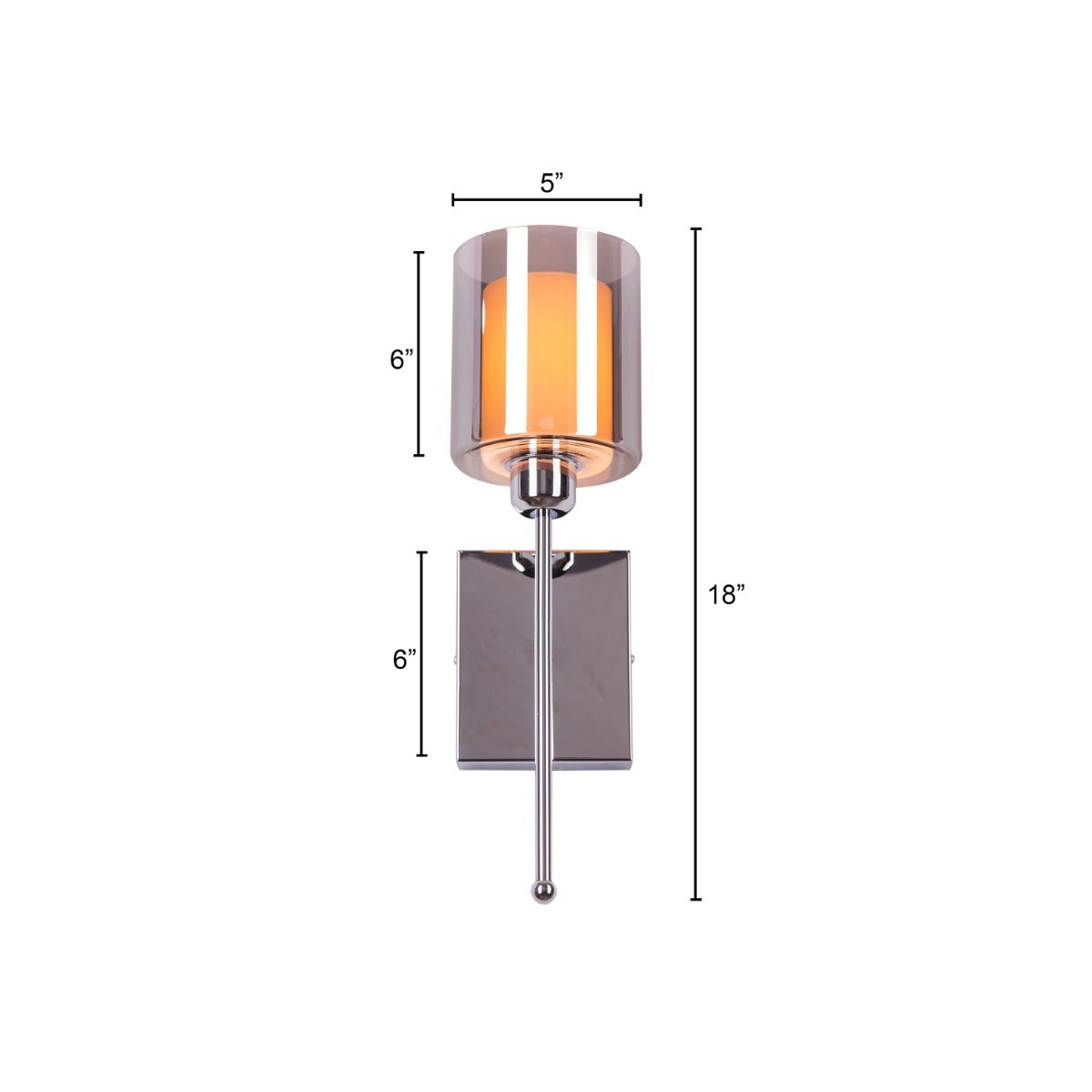 Courtesy Call (Smokey Grey) Glass Stainless Steel Wall Light