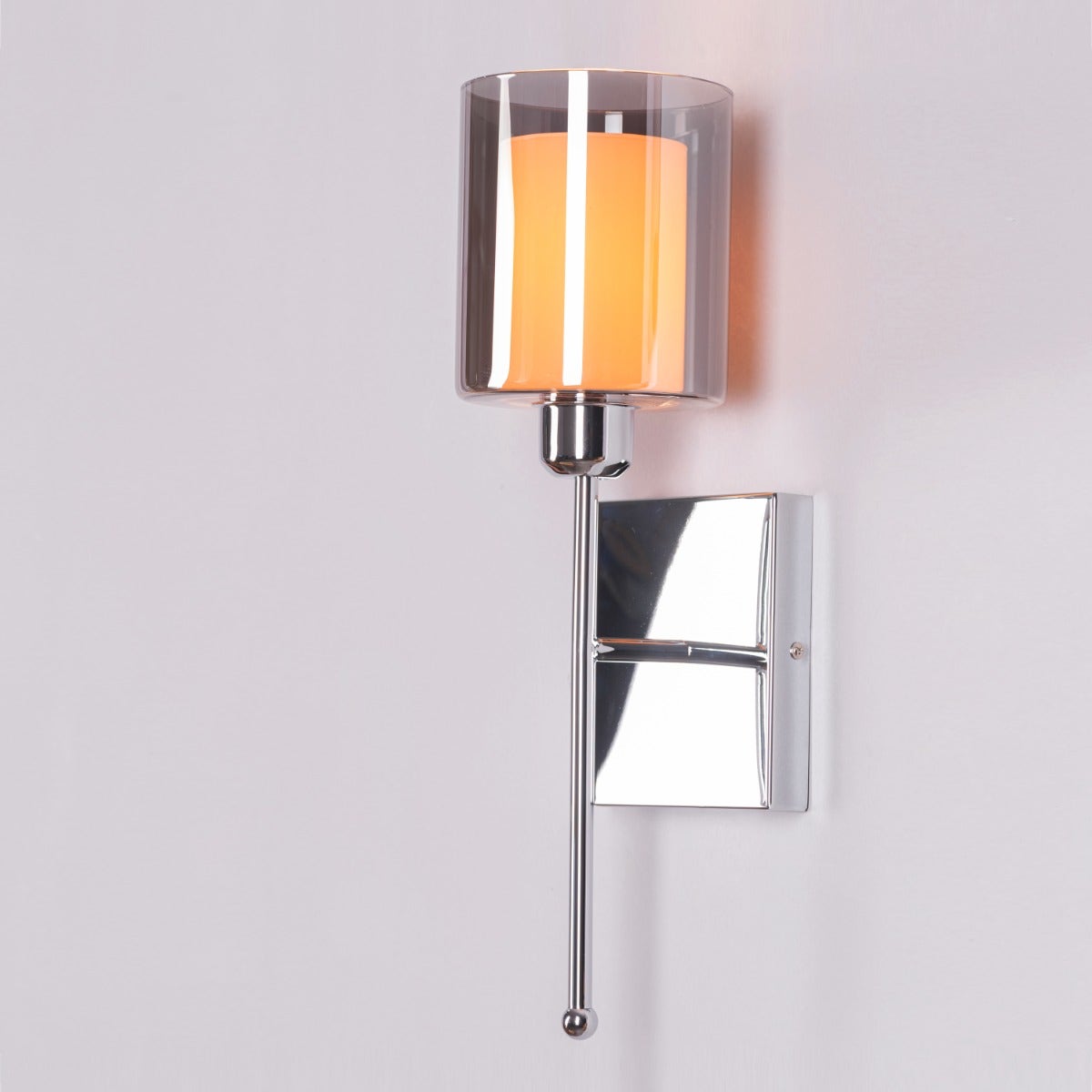 Courtesy Call (Smokey Grey) Glass Stainless Steel Wall Light