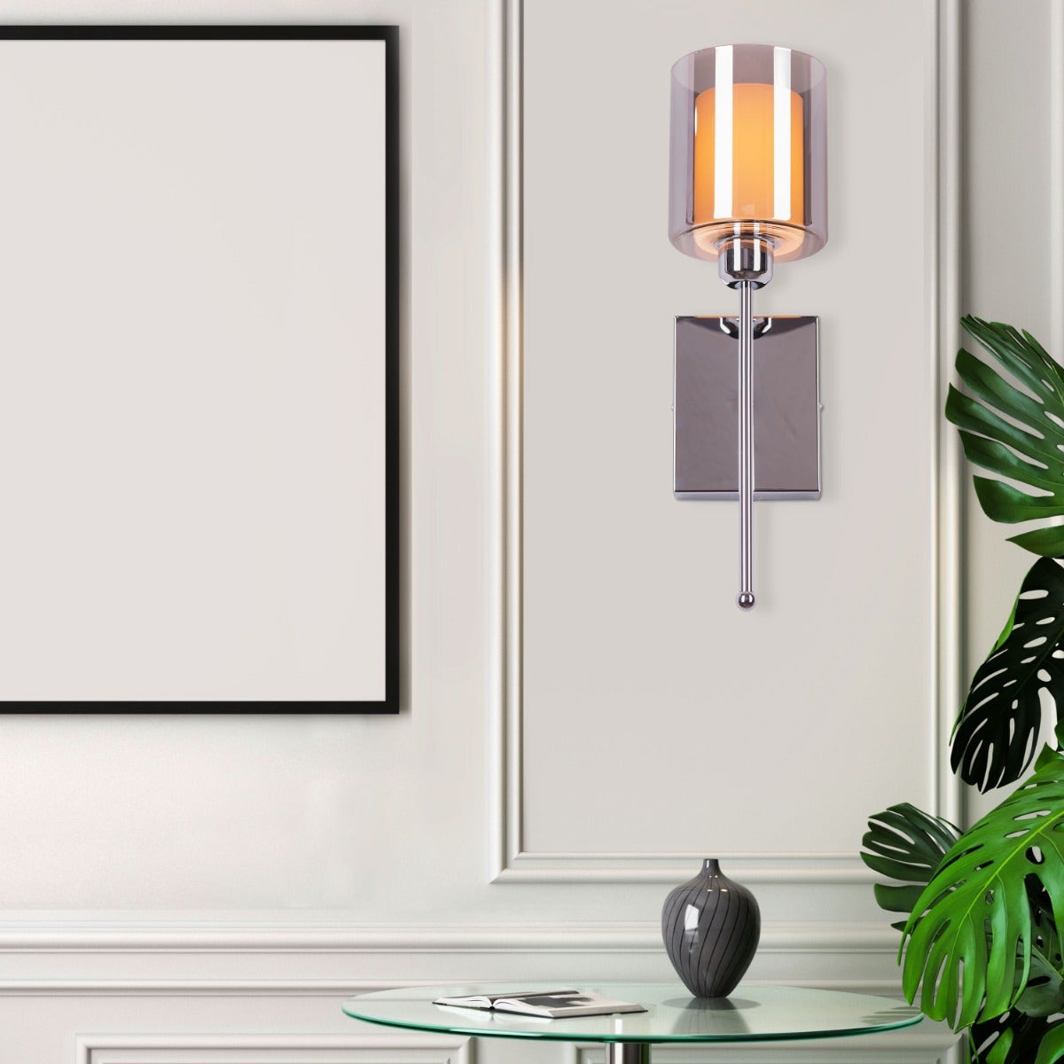 Courtesy Call (Smokey Grey) Glass Stainless Steel Wall Light