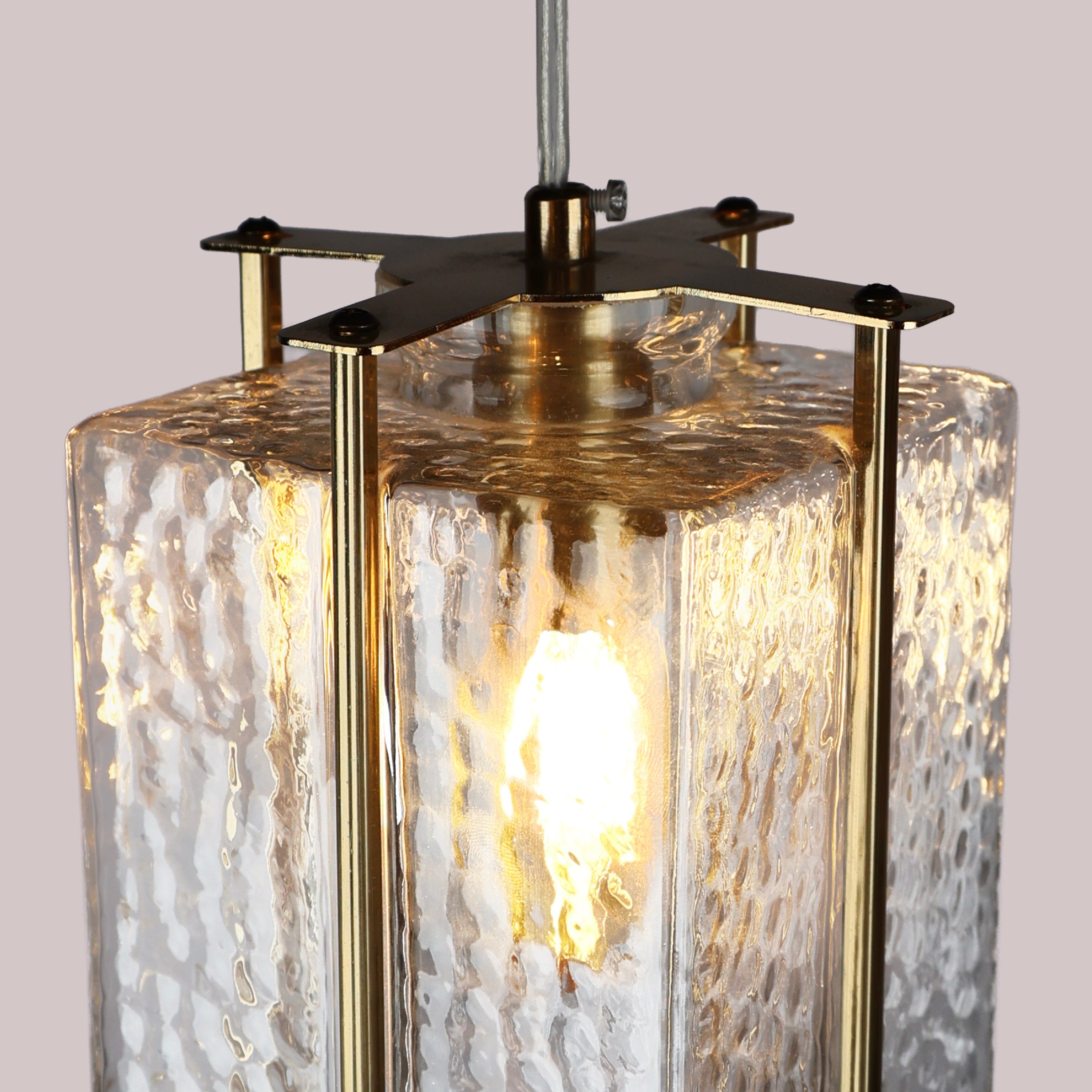 Slideshow (Medium,Clear) Textured Glass Pendant Light