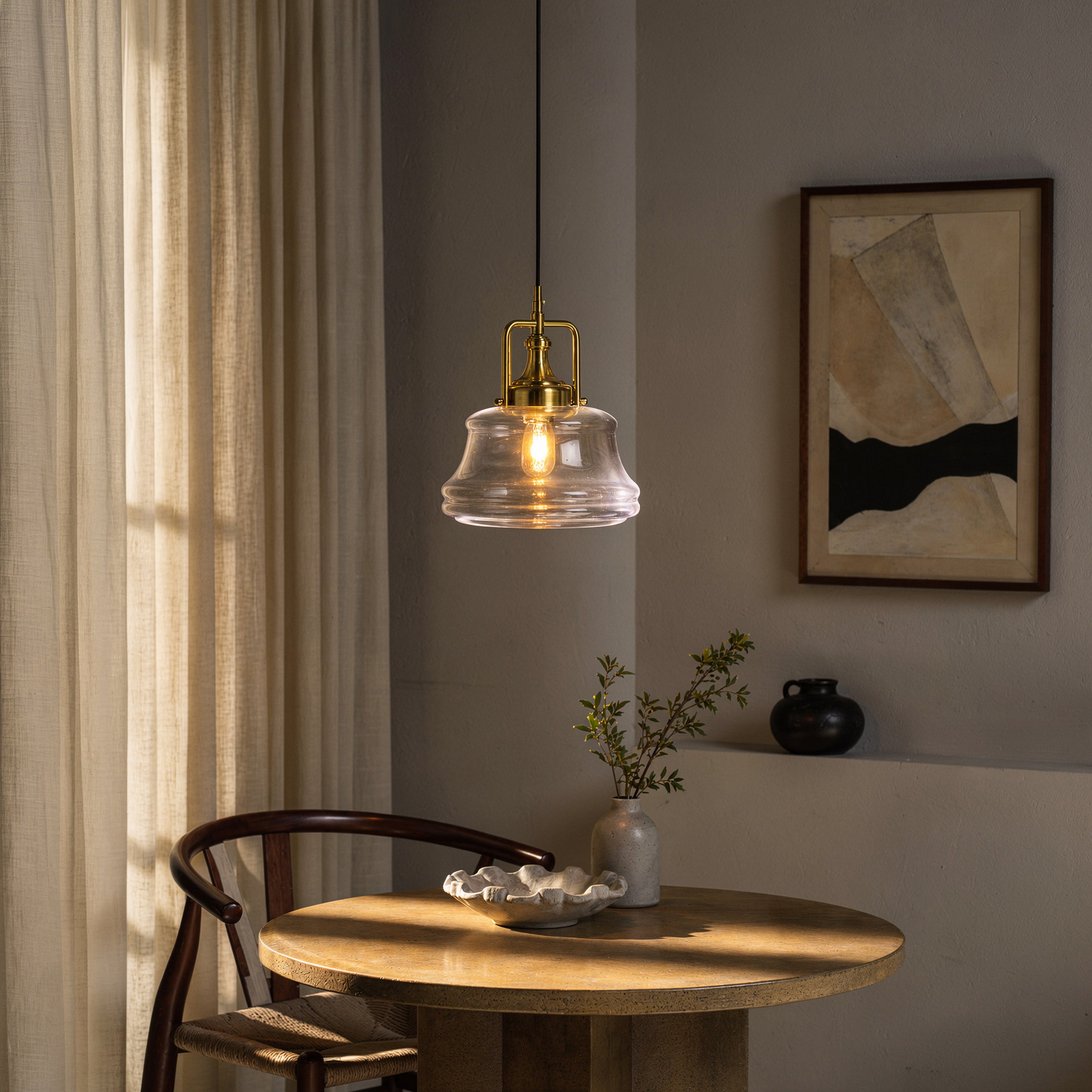 Eyes Closed (Gold, Clear) Glass Pendant Lamp