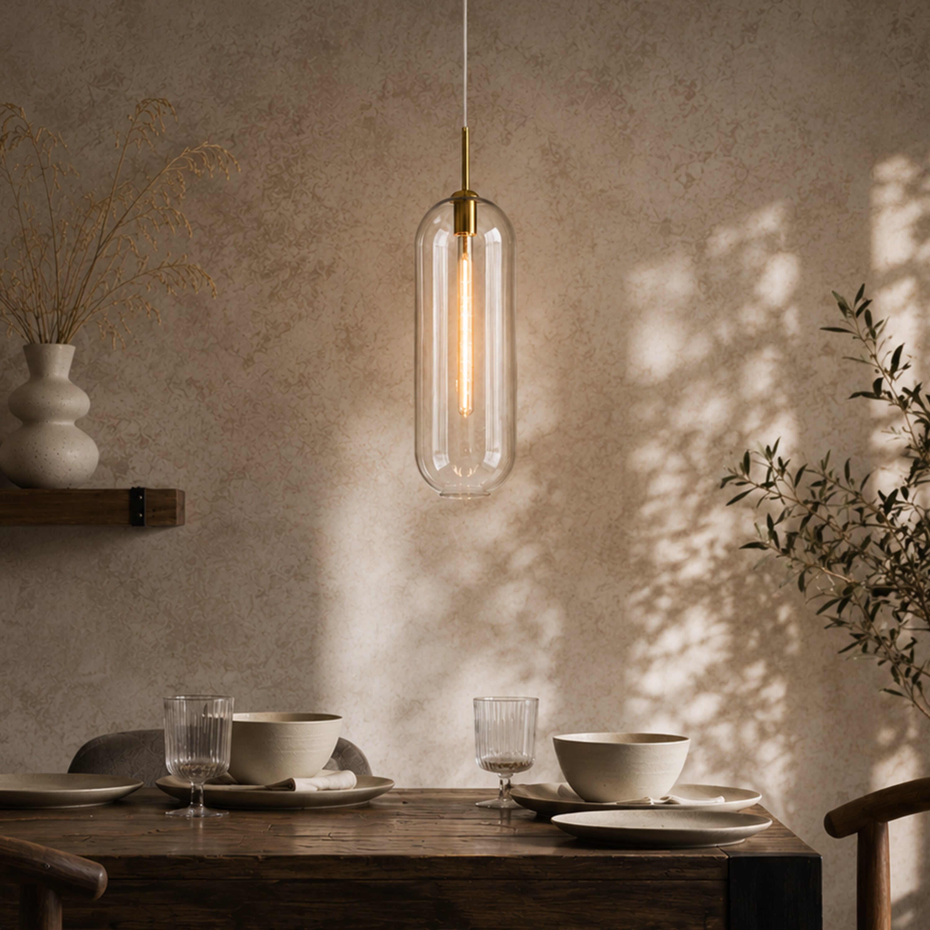 Gold Glamour (Large, Clear) Glass Pendant Light