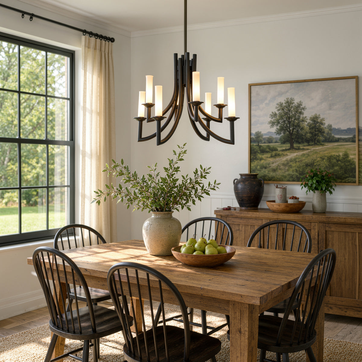 Forma (Black, White) Frosted Glass Chandelier