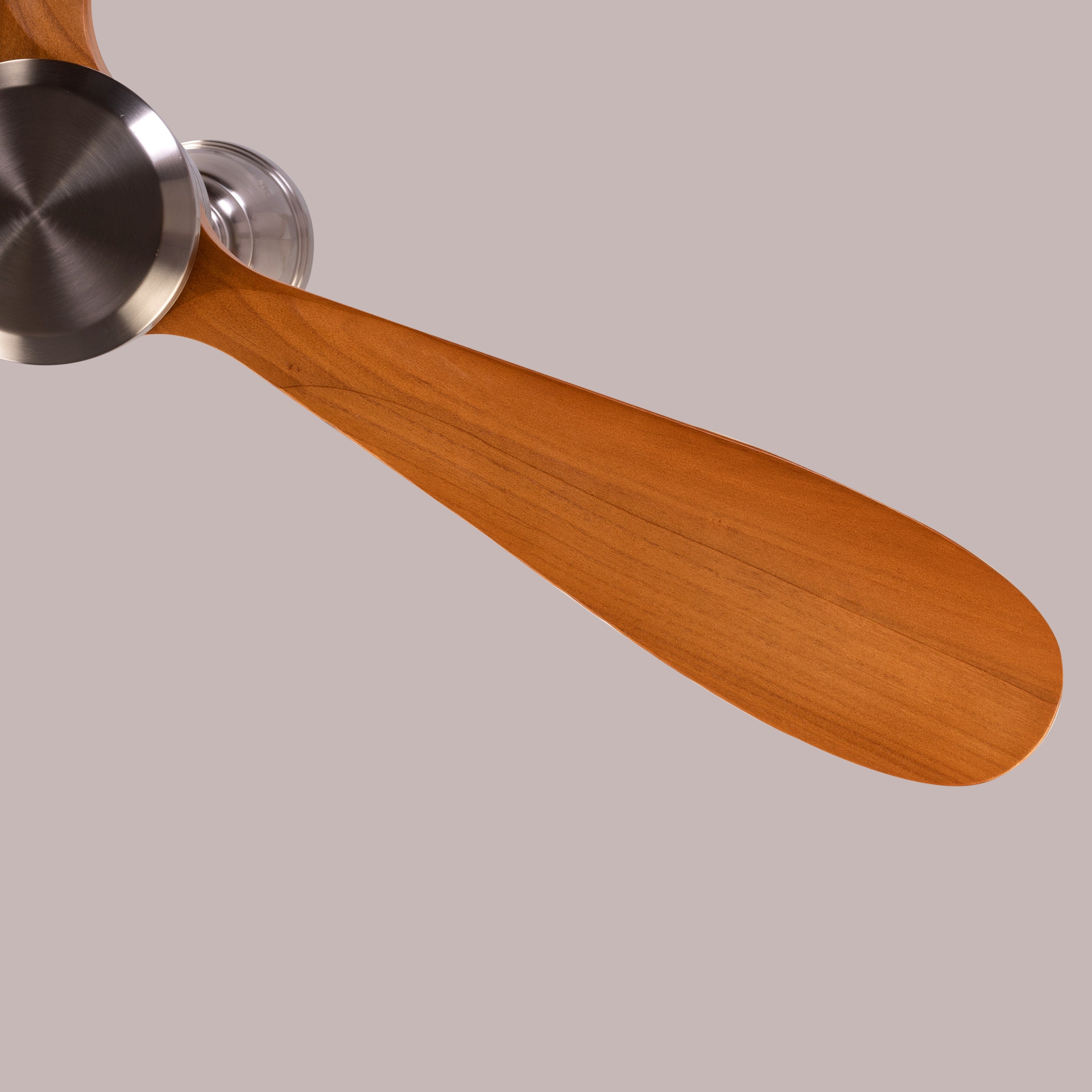 Glen Meadow (132 cm Span, Chrome Finish Metal Body, Teak Finish Solid Wood Blades) Ceiling Fan