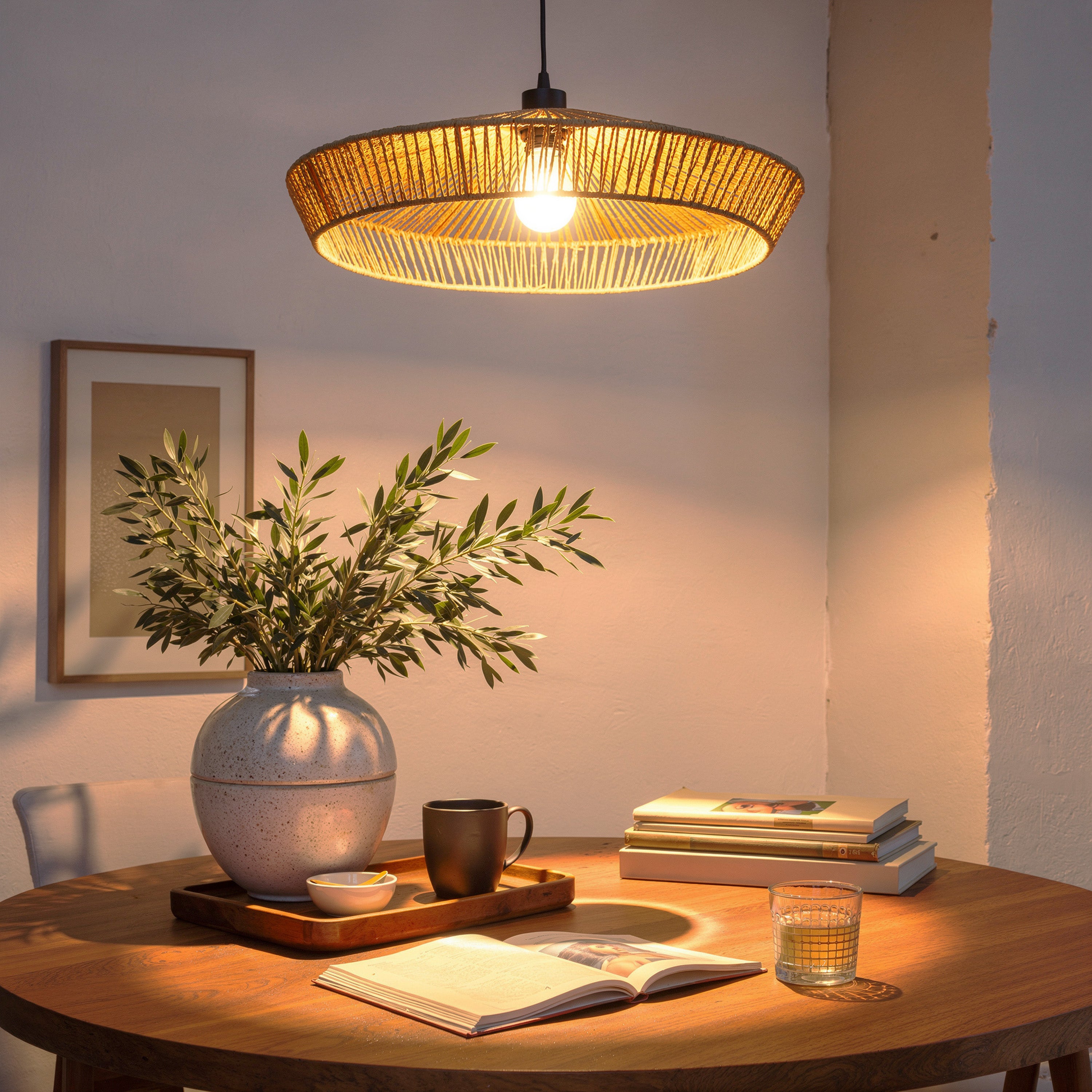 The Kingswell Halo Rattan Pendant Light