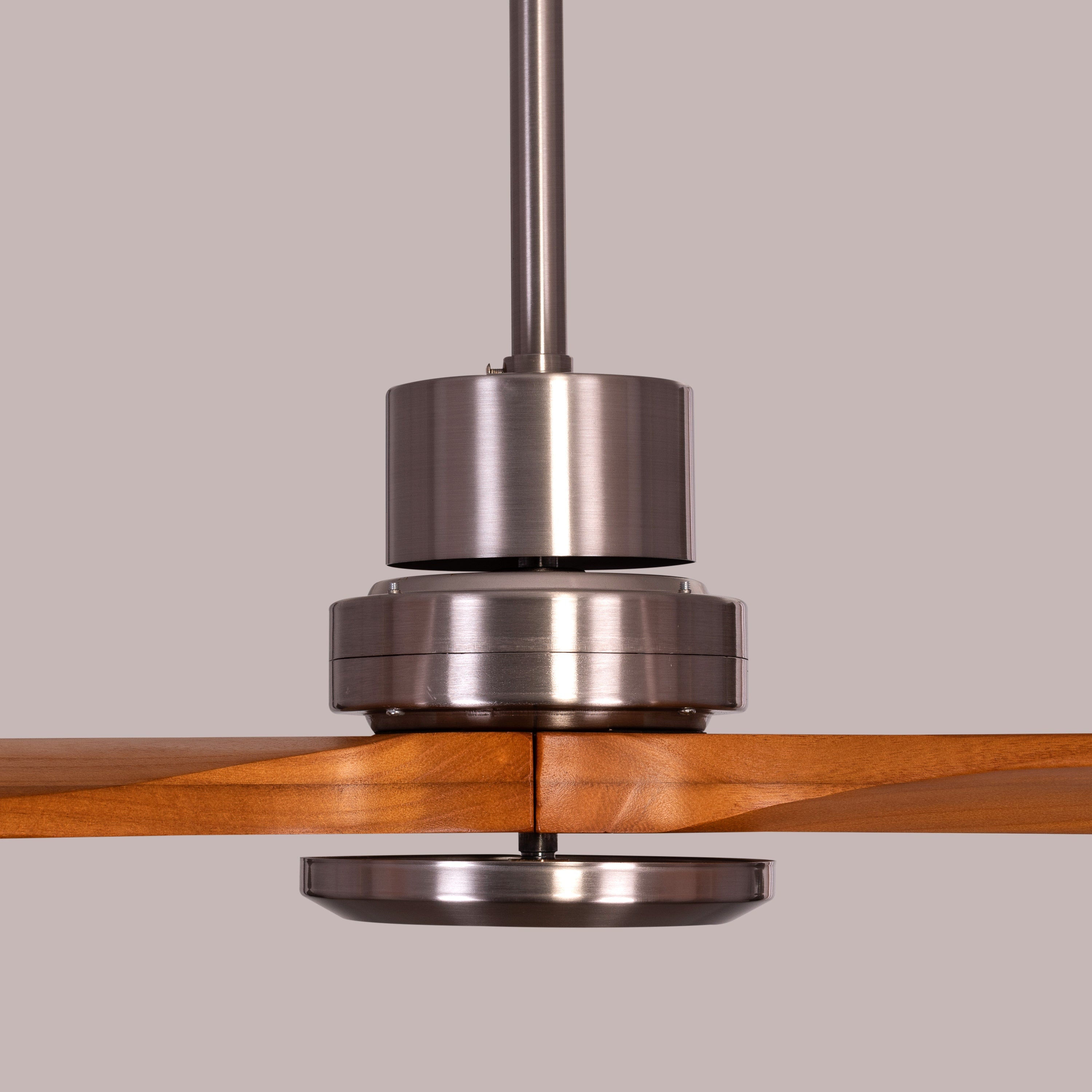 Glen Meadow (132 cm Span, Chrome Finish Metal Body, Teak Finish Solid Wood Blades) Ceiling Fan