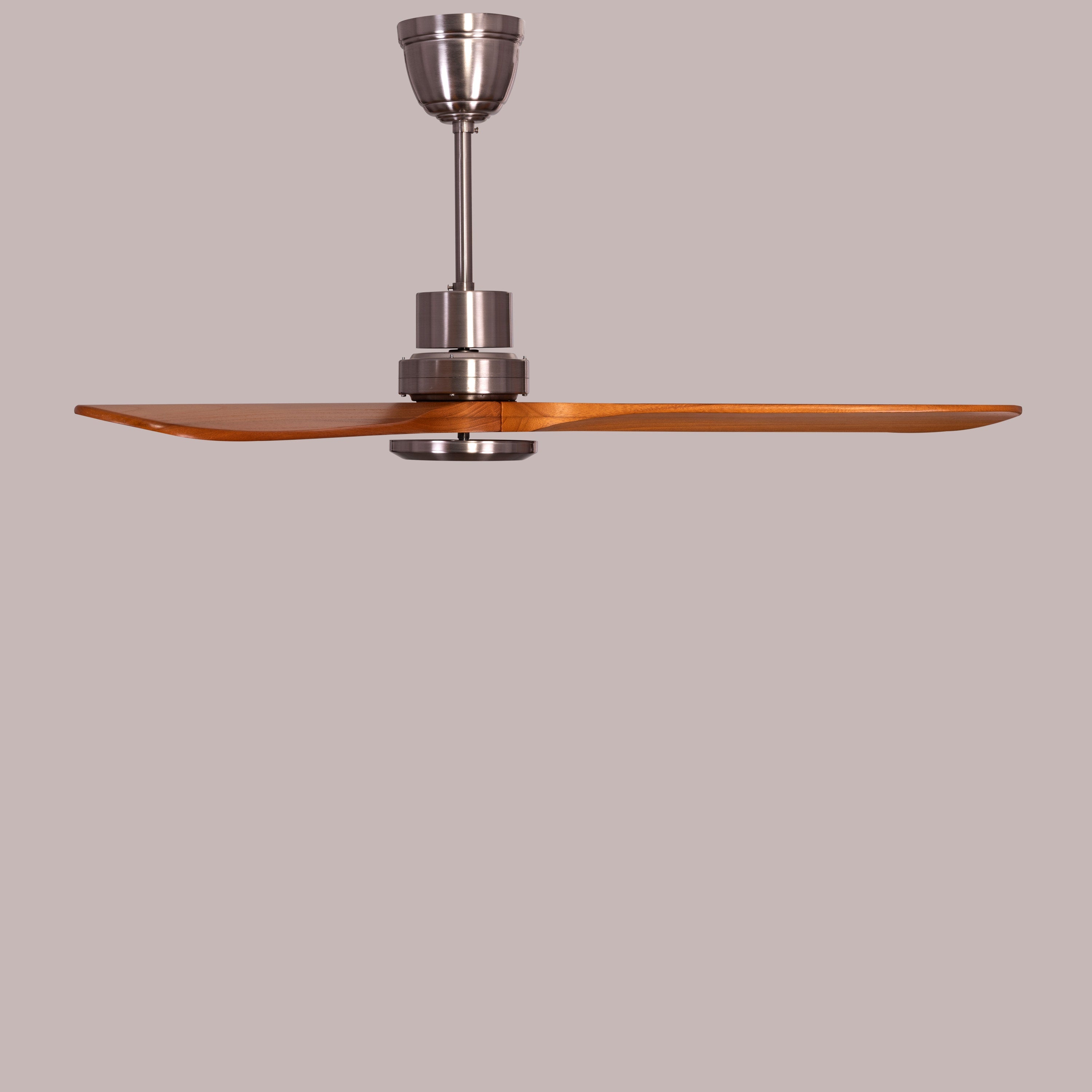 Glen Meadow (132 cm Span, Chrome Finish Metal Body, Teak Finish Solid Wood Blades) Ceiling Fan