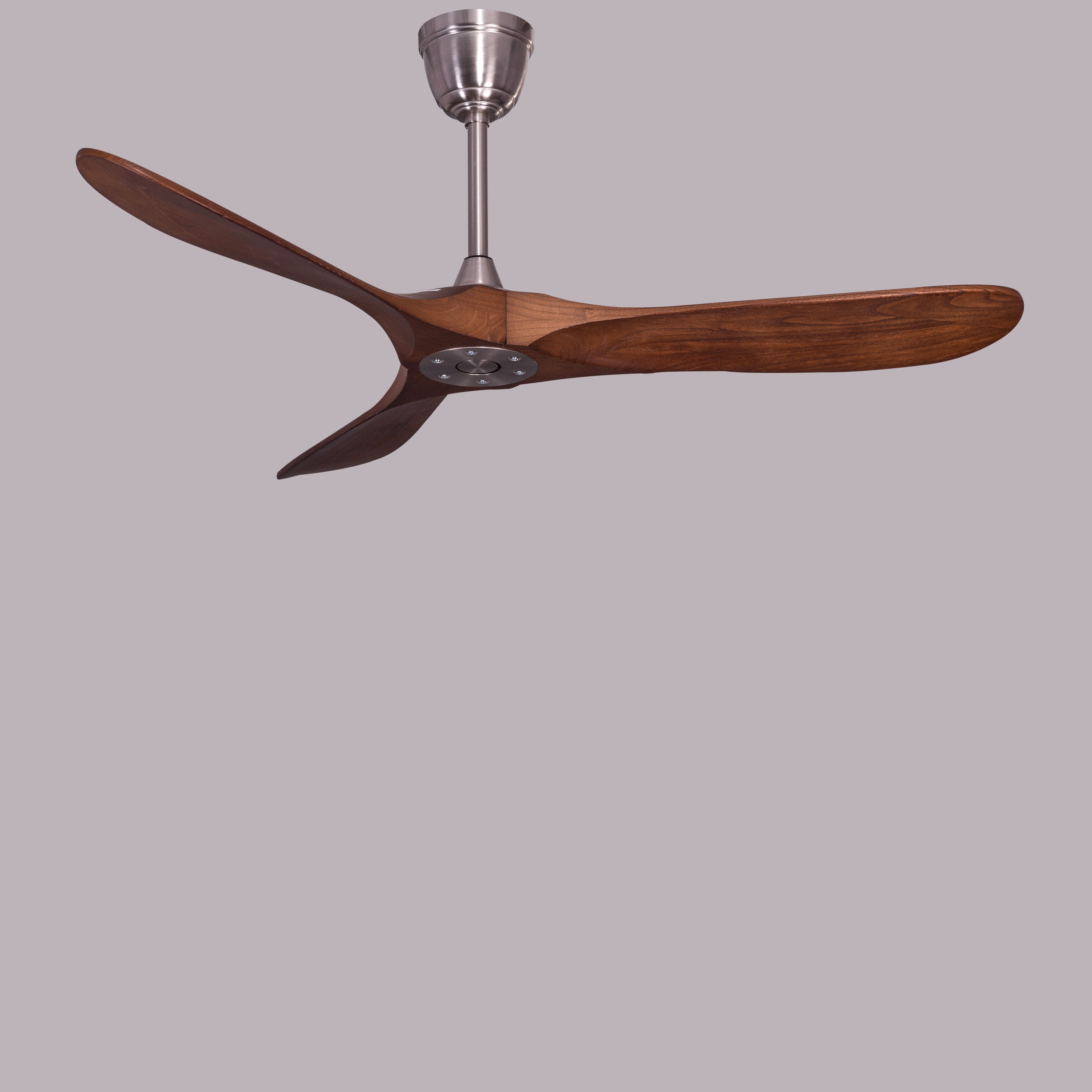 Spin Me Around (132 cm Span, Chrome Finish Metal Body, Solid Wood Blades) Ceiling Fan