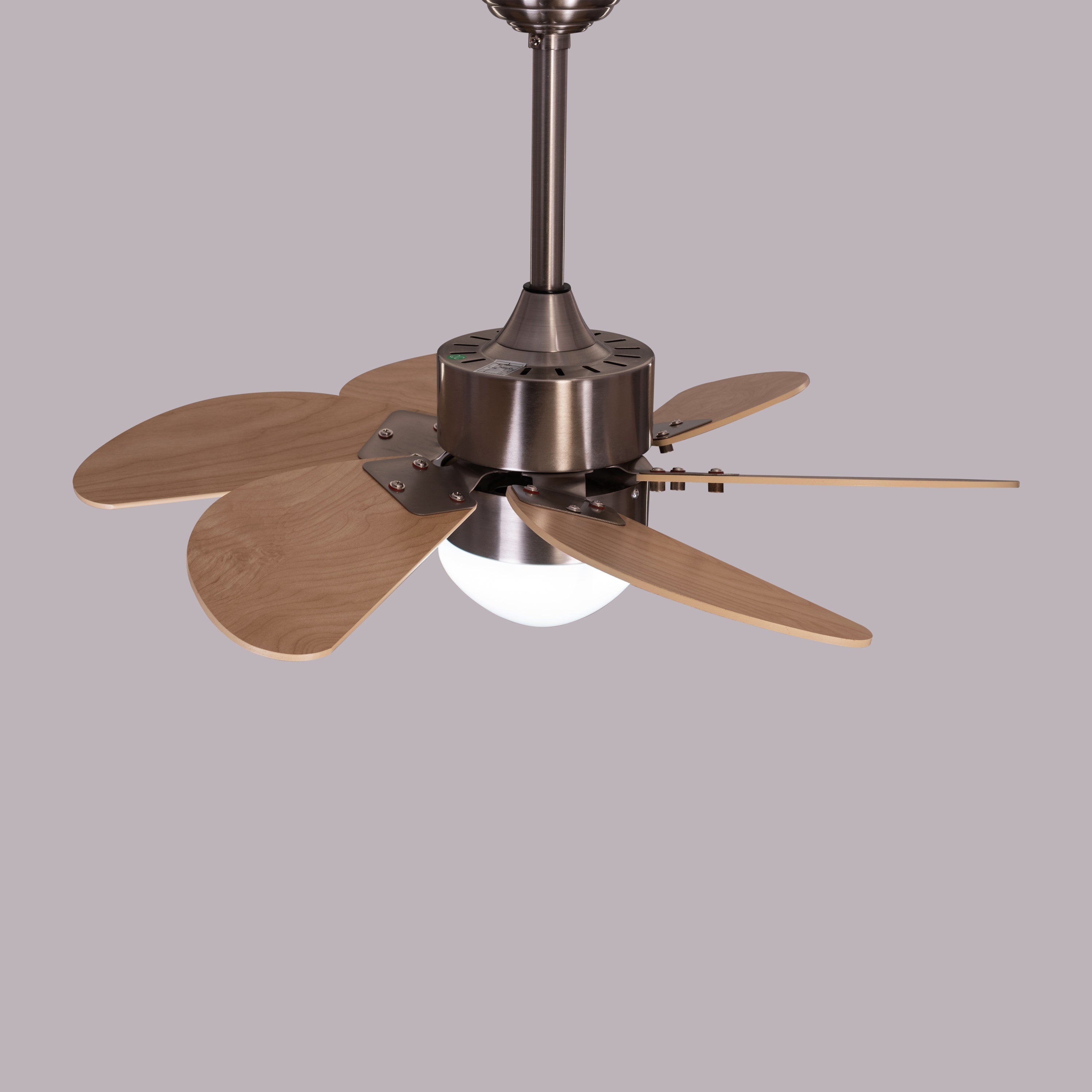 Casablanca (76 cm Span, Chrome Finish Metal Body, Maple Finish MDF Blades) Dimmable LED With Remote Control Ceiling Fan