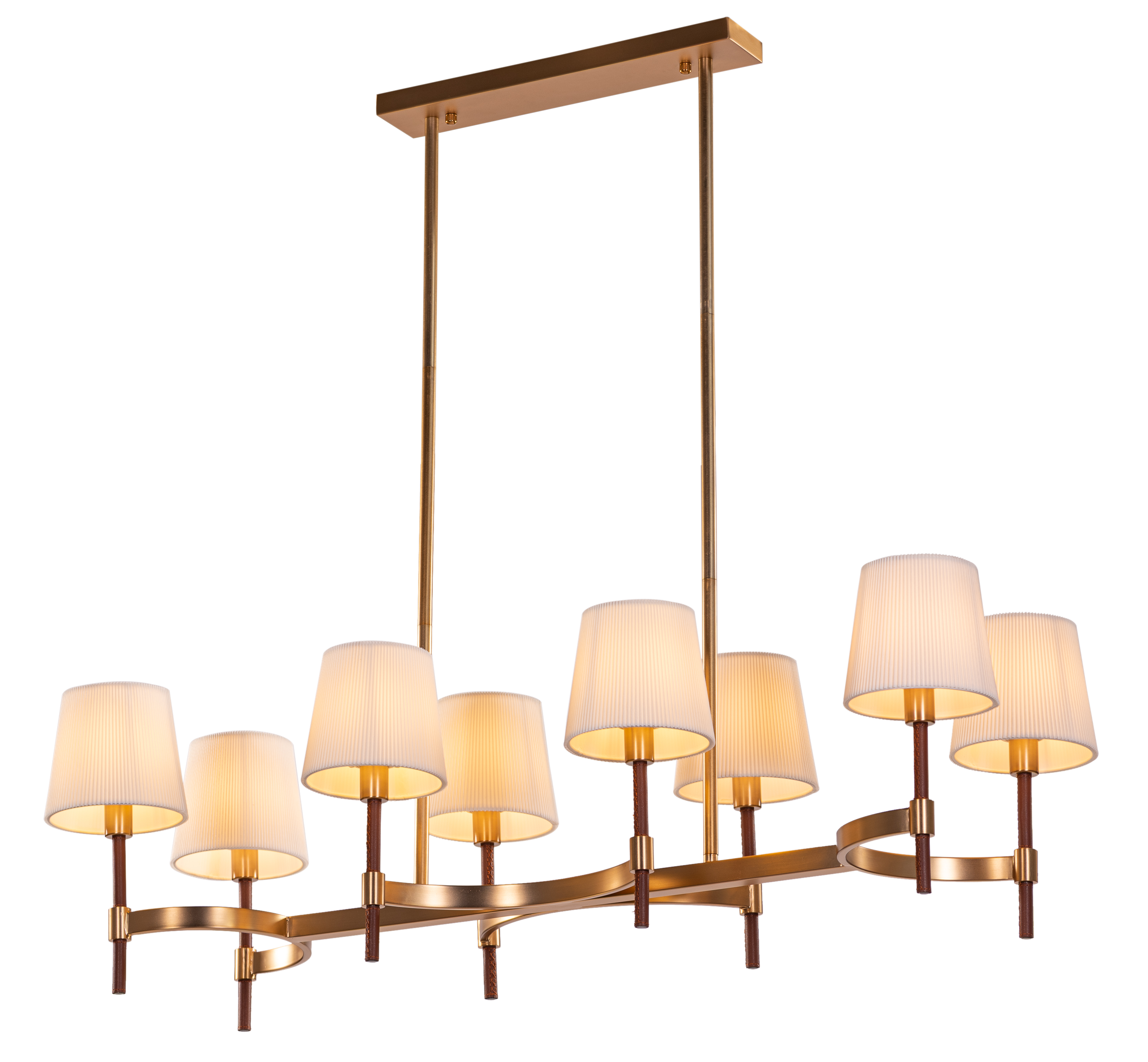 Mayfair Mews (Gold, White) Faux Leather Chandelier