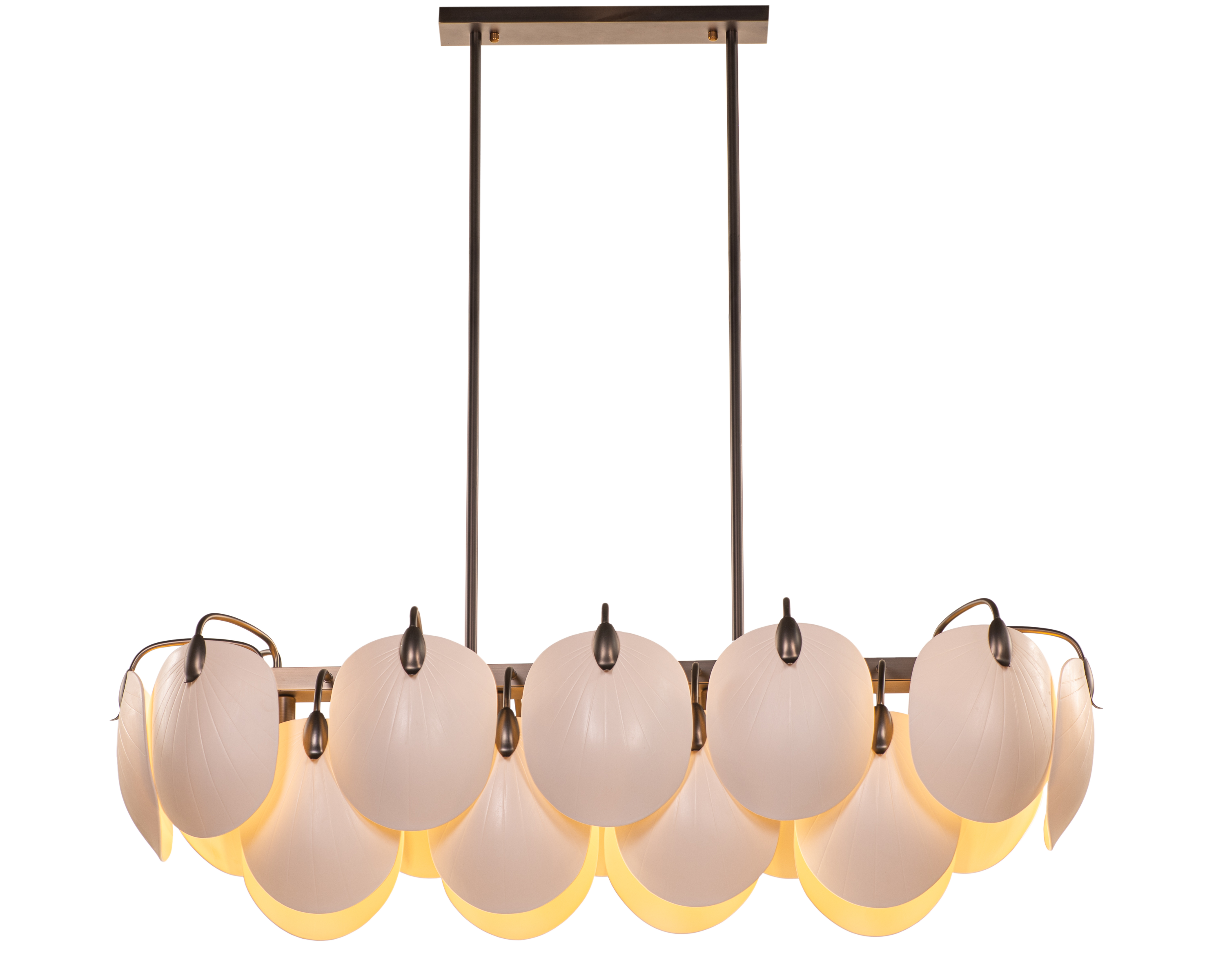 Petaline (Long, Brown, White) Ceramic Chandelier