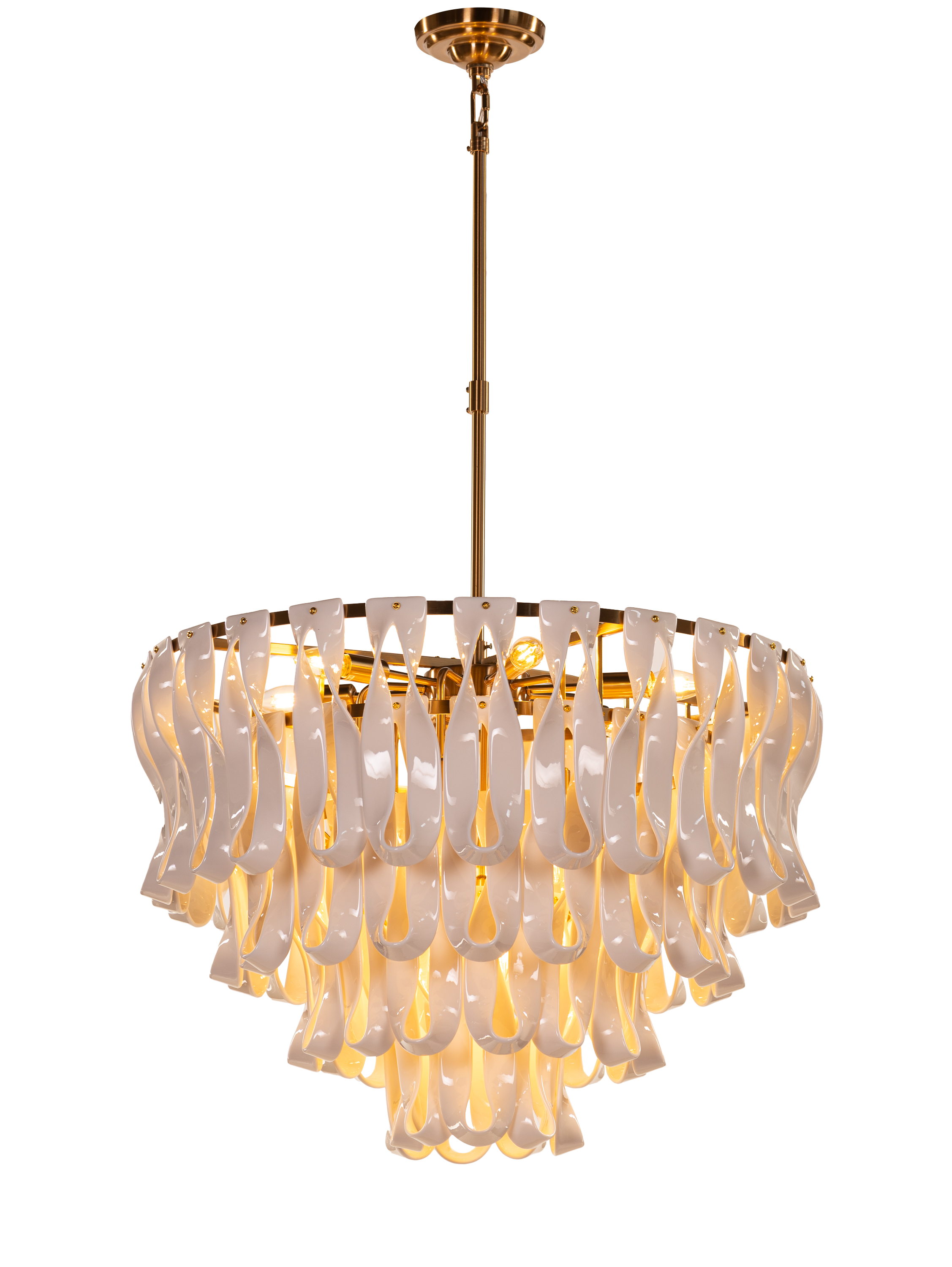 Vera (Round, Gold, White) Ceramic Chandelier