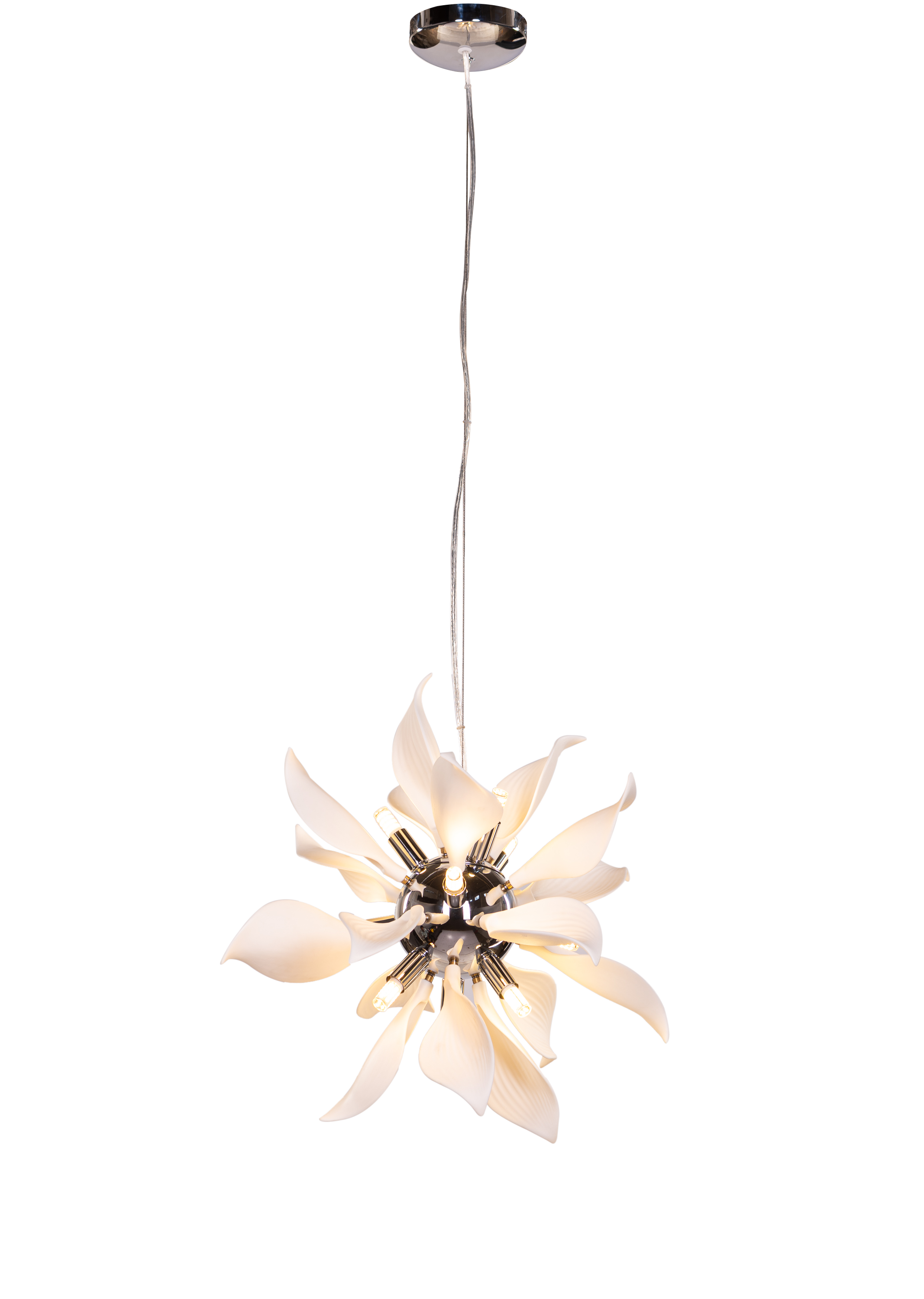 Ocean Lily (Chrome, White) Ceramic Pendant Light