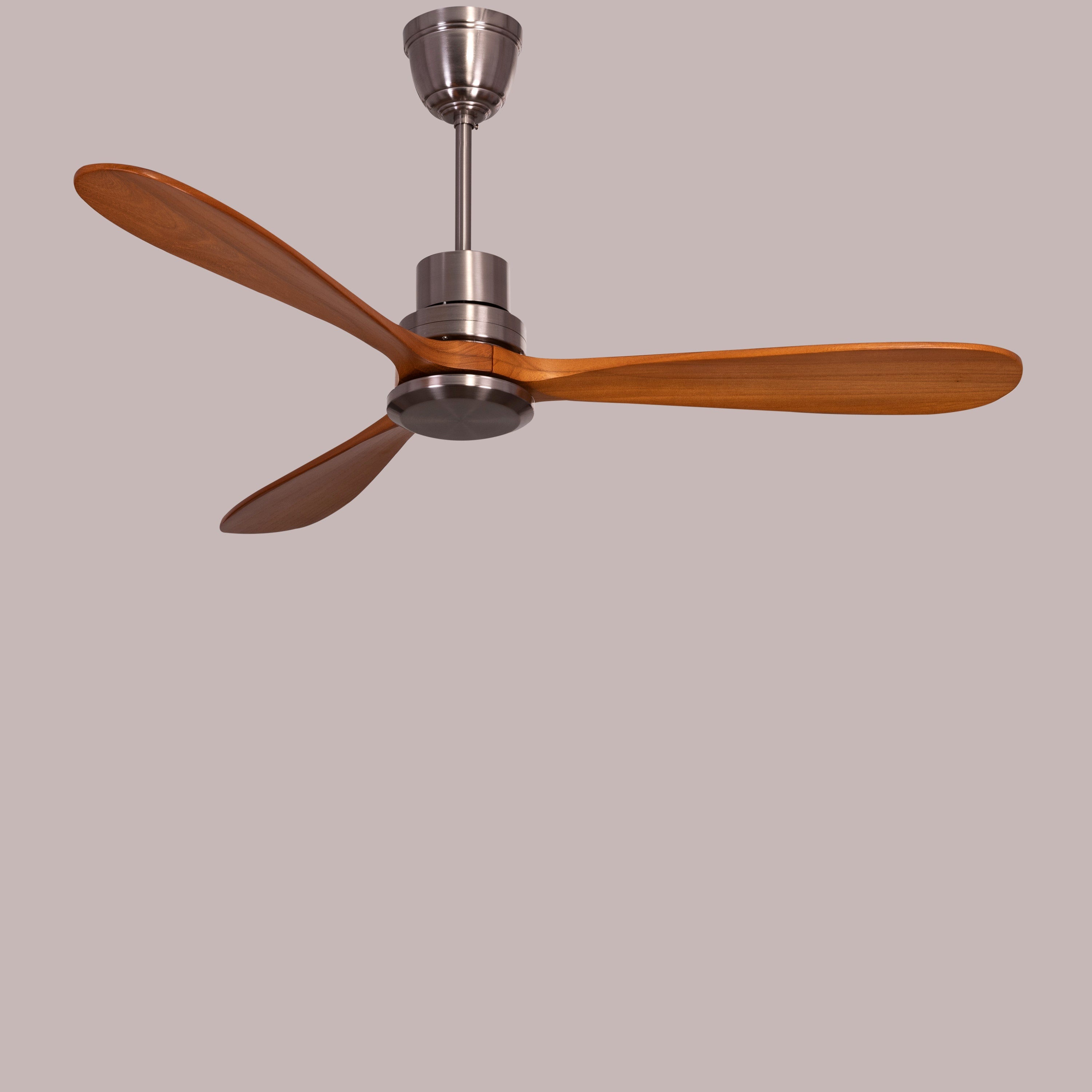 Glen Meadow (132 cm Span, Chrome Finish Metal Body, Teak Finish Solid Wood Blades) Ceiling Fan