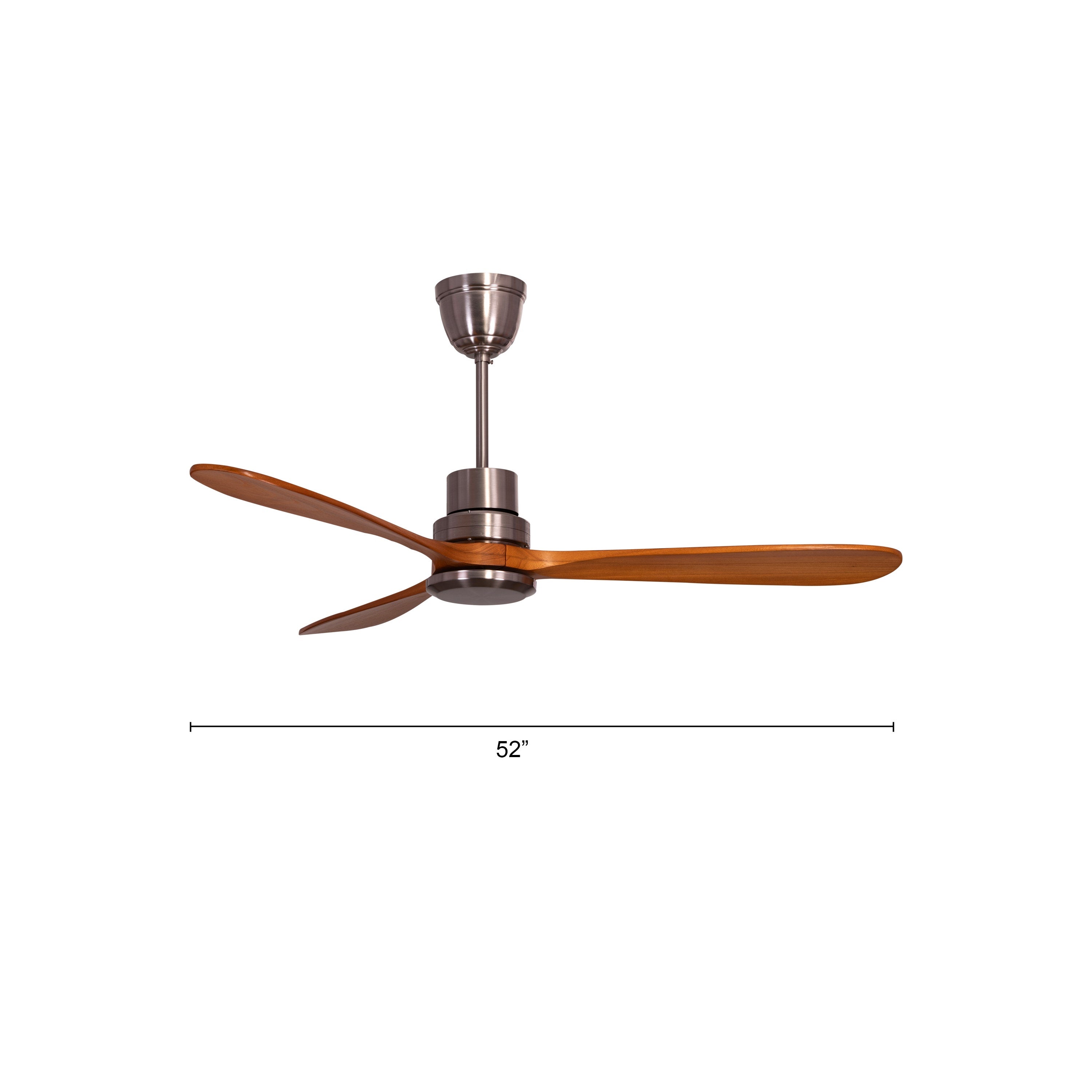 Glen Meadow (132 cm Span, Chrome Finish Metal Body, Teak Finish Solid Wood Blades) Ceiling Fan